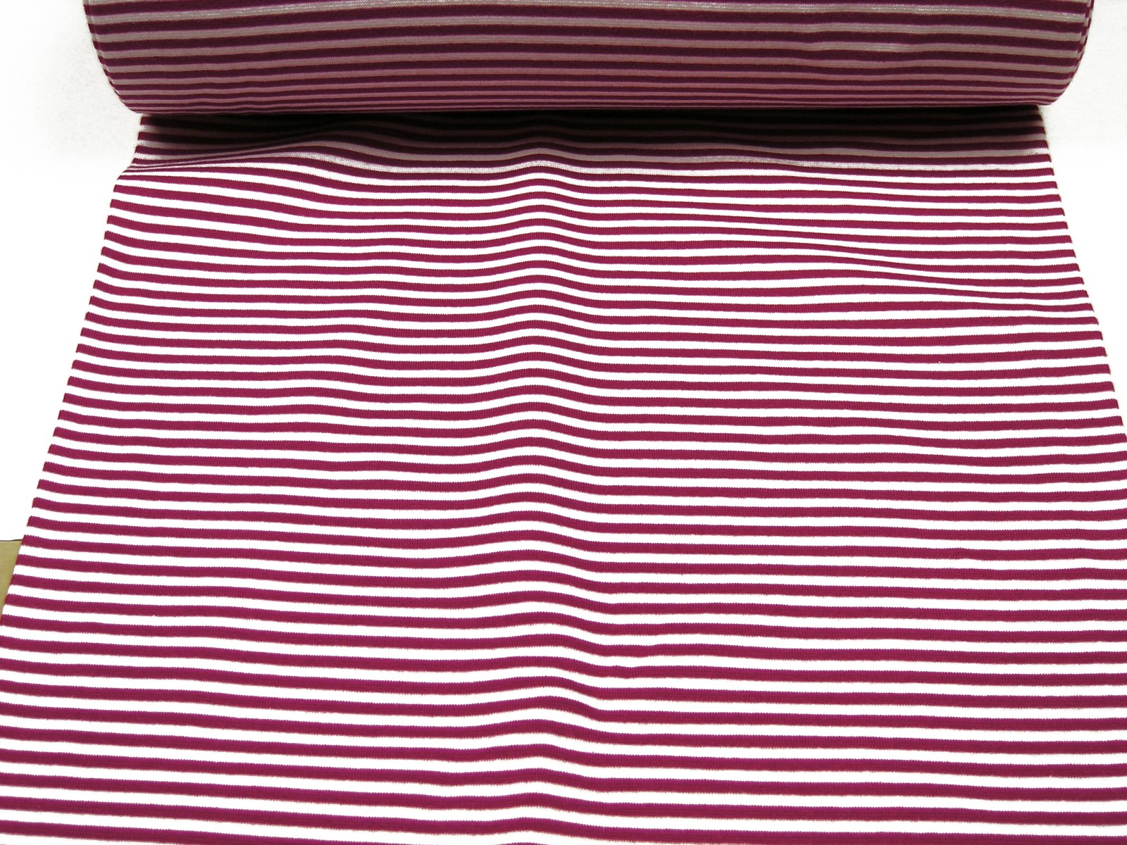 Rib knit fabric plain striped white dark red