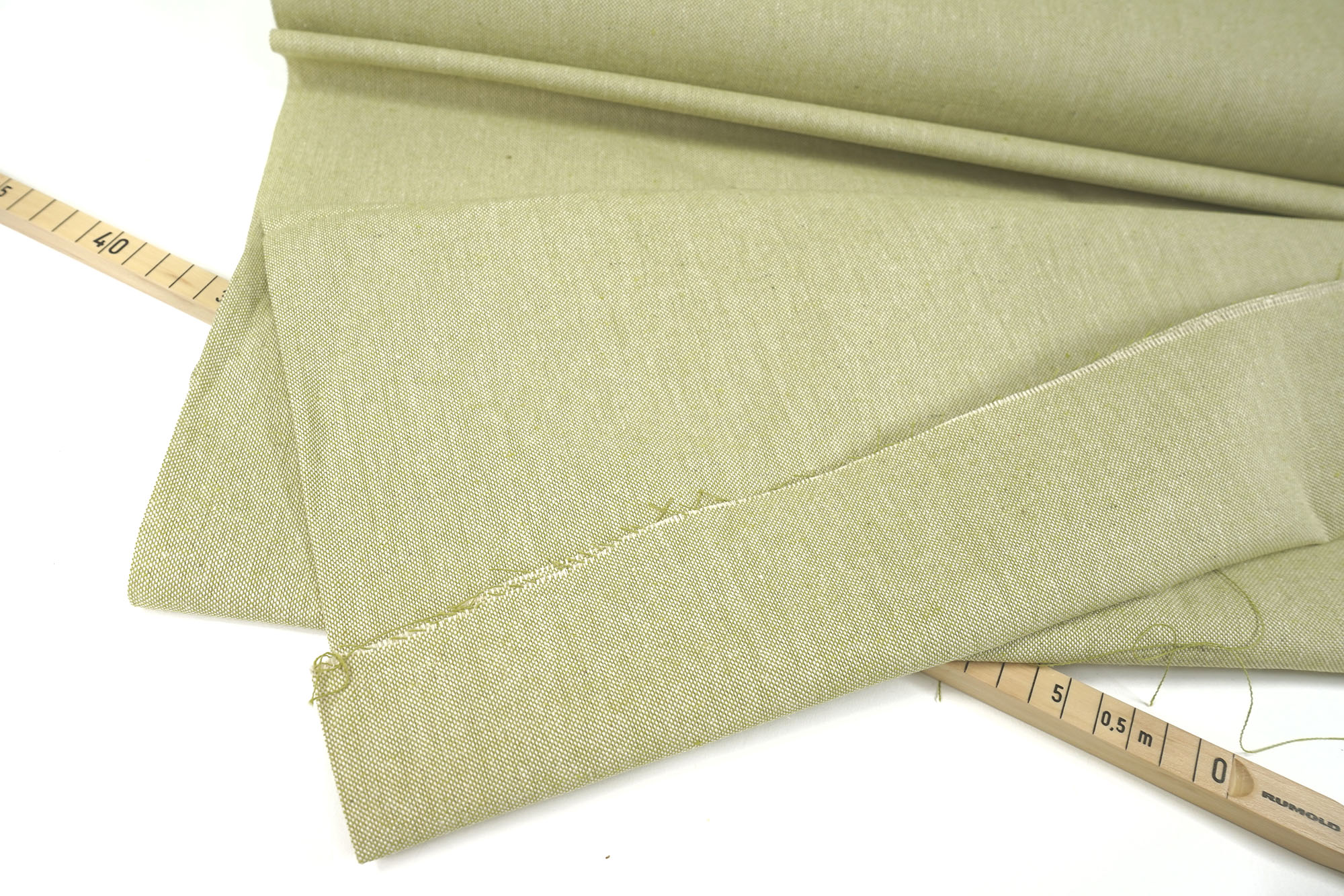 Cotton fabric - Canvas - Chambray - white-green