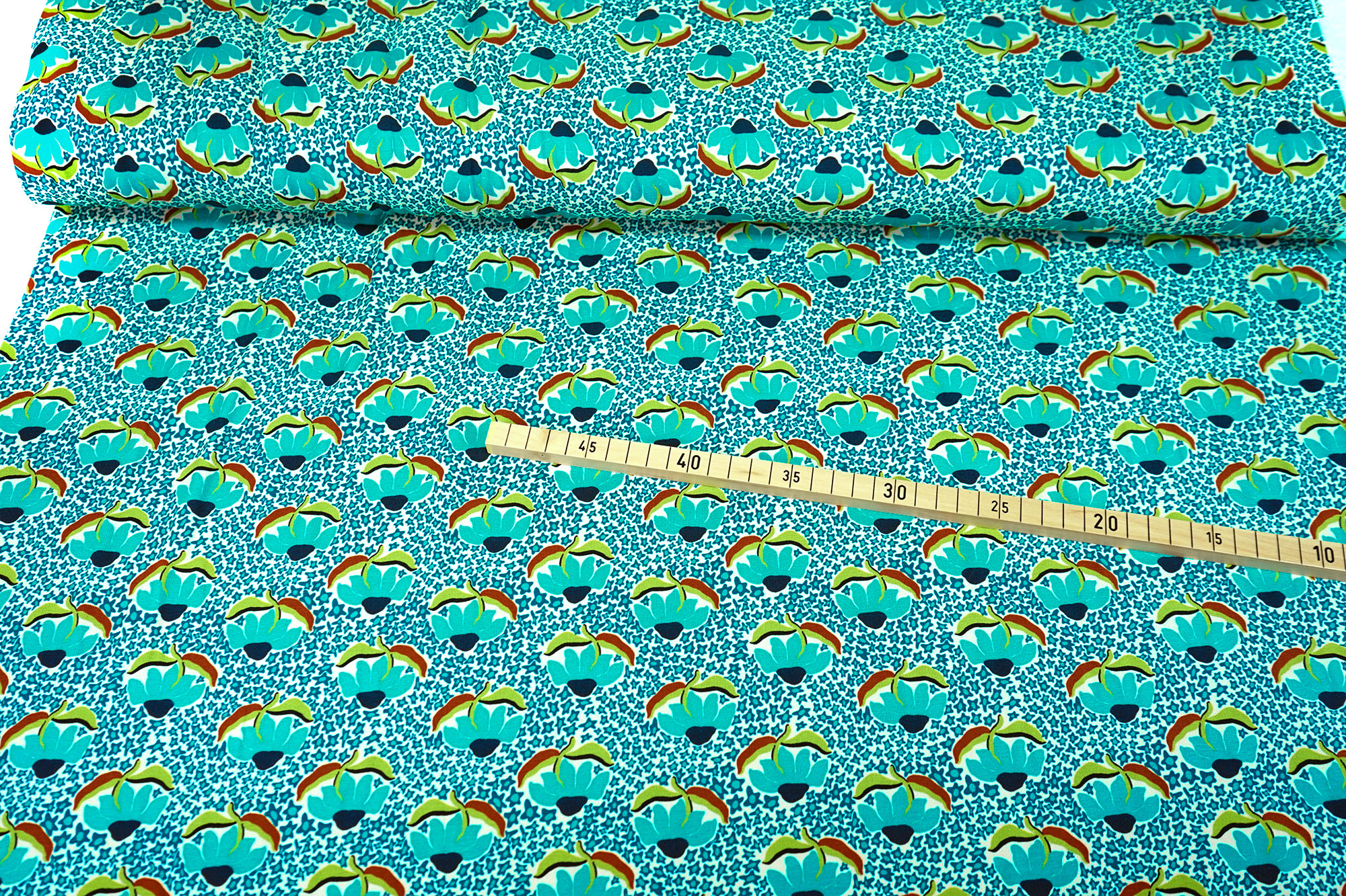 Cotton jersey - Aqua Flower - Stenzo