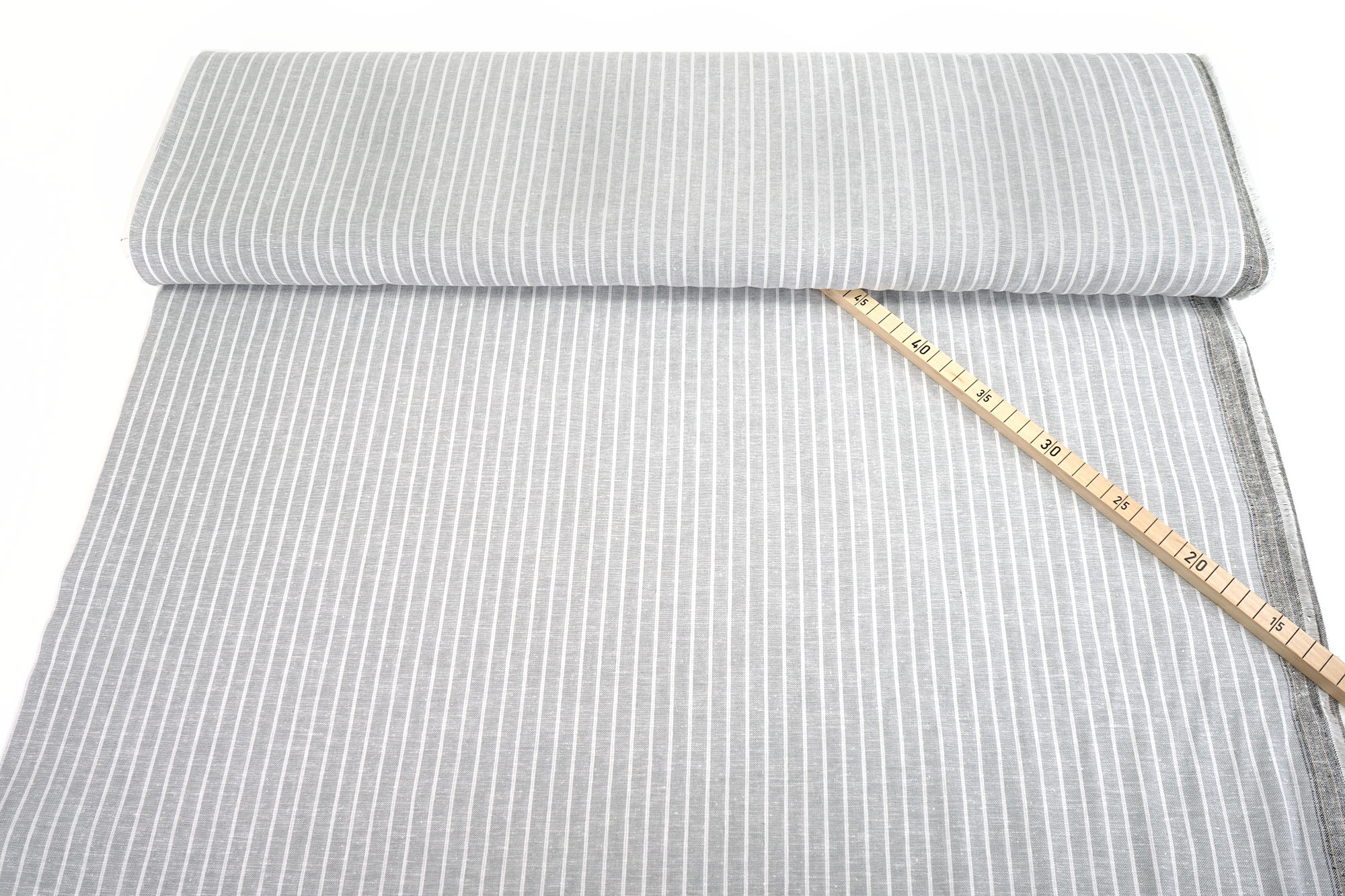 Linen Cotton fabric • Strips • light grey/white