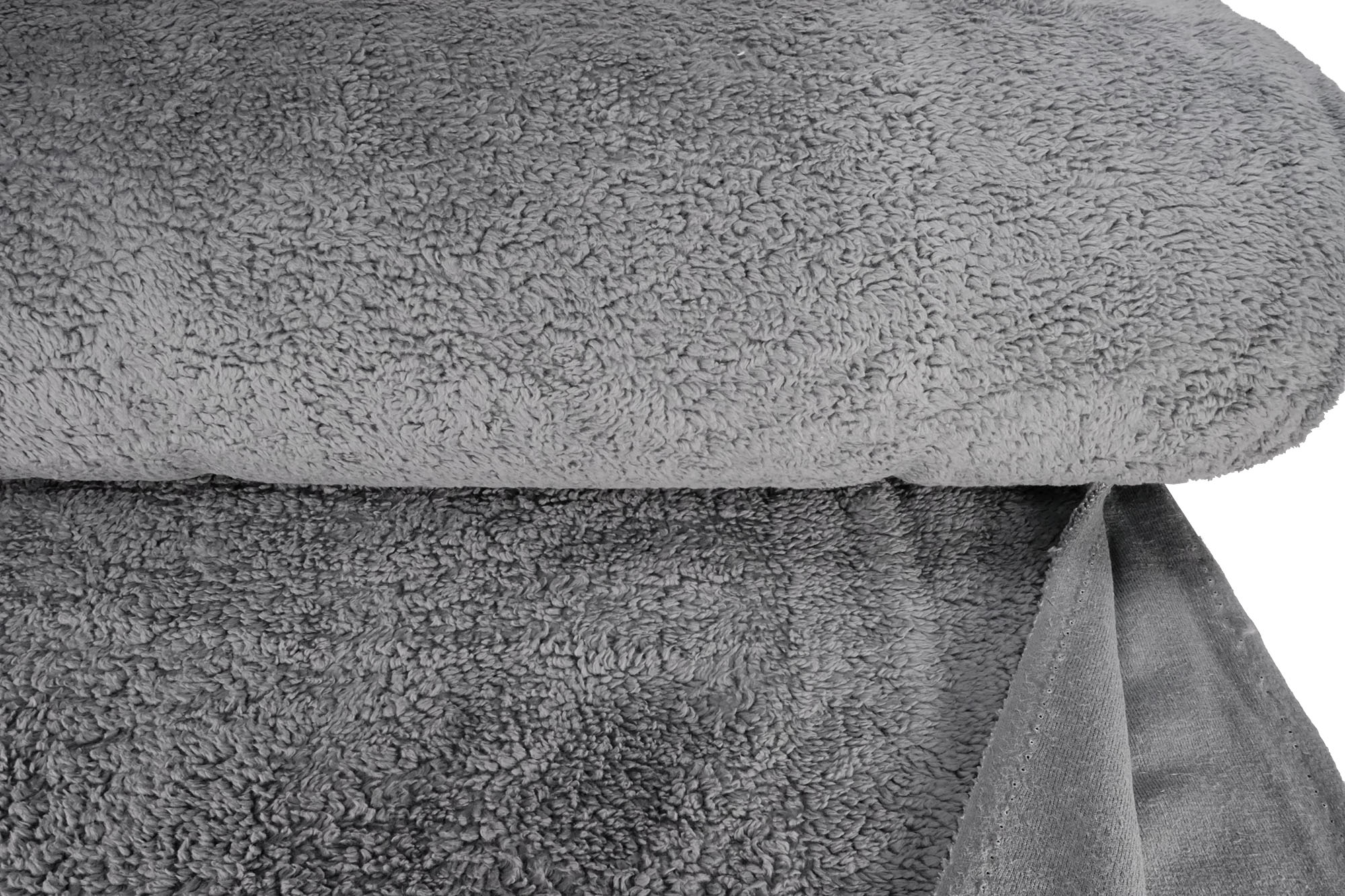 Cotton teddy plush fabric grey