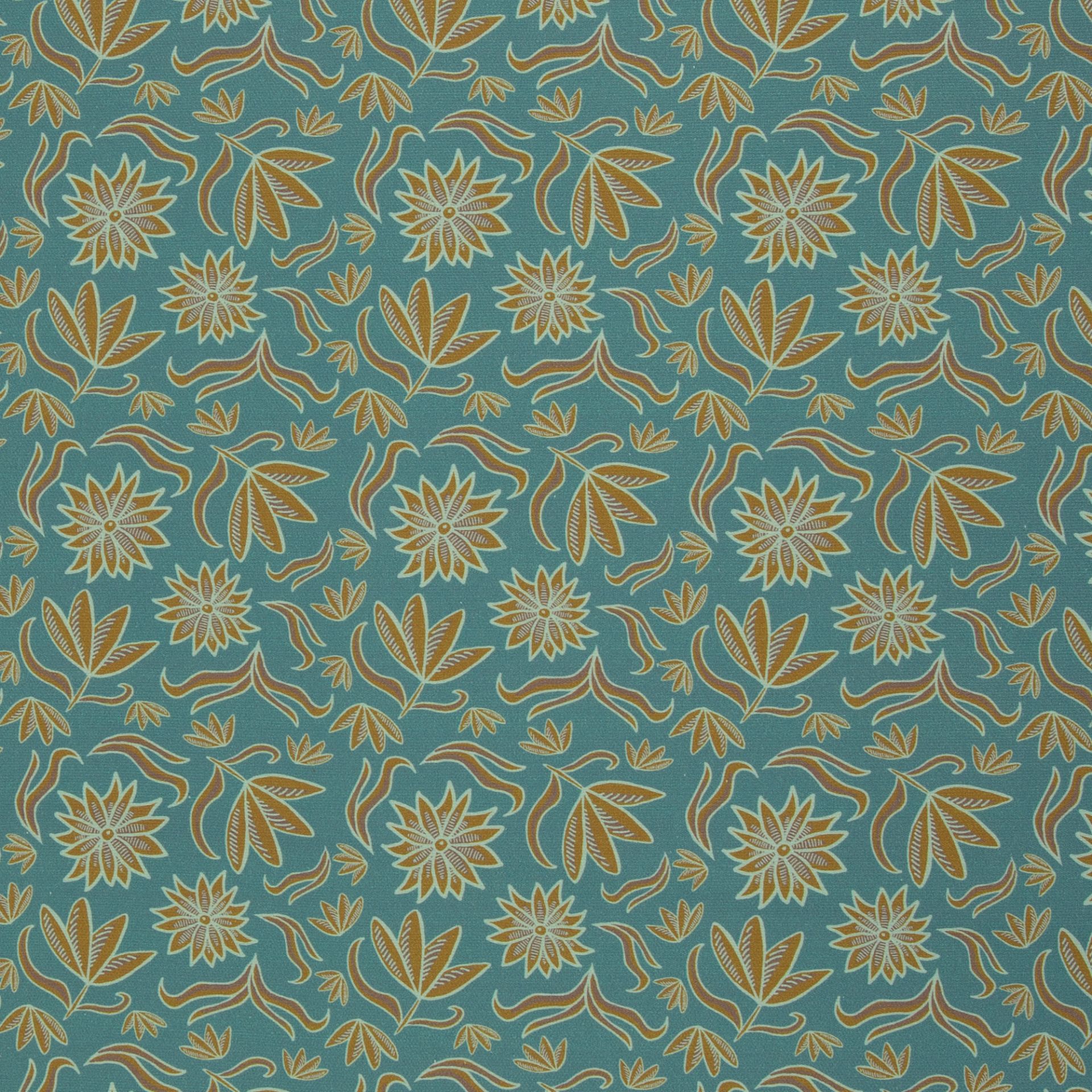Cotton canvas - Retro Flowers - mint