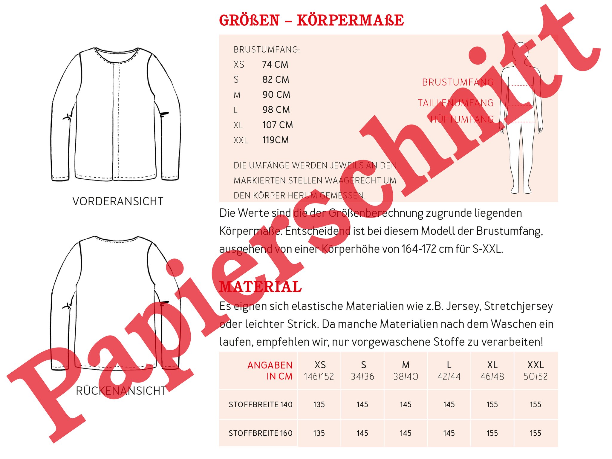 FRAU JELLA • Langarmshirt mit breiter Biese, Papierschnitt, Rückseite