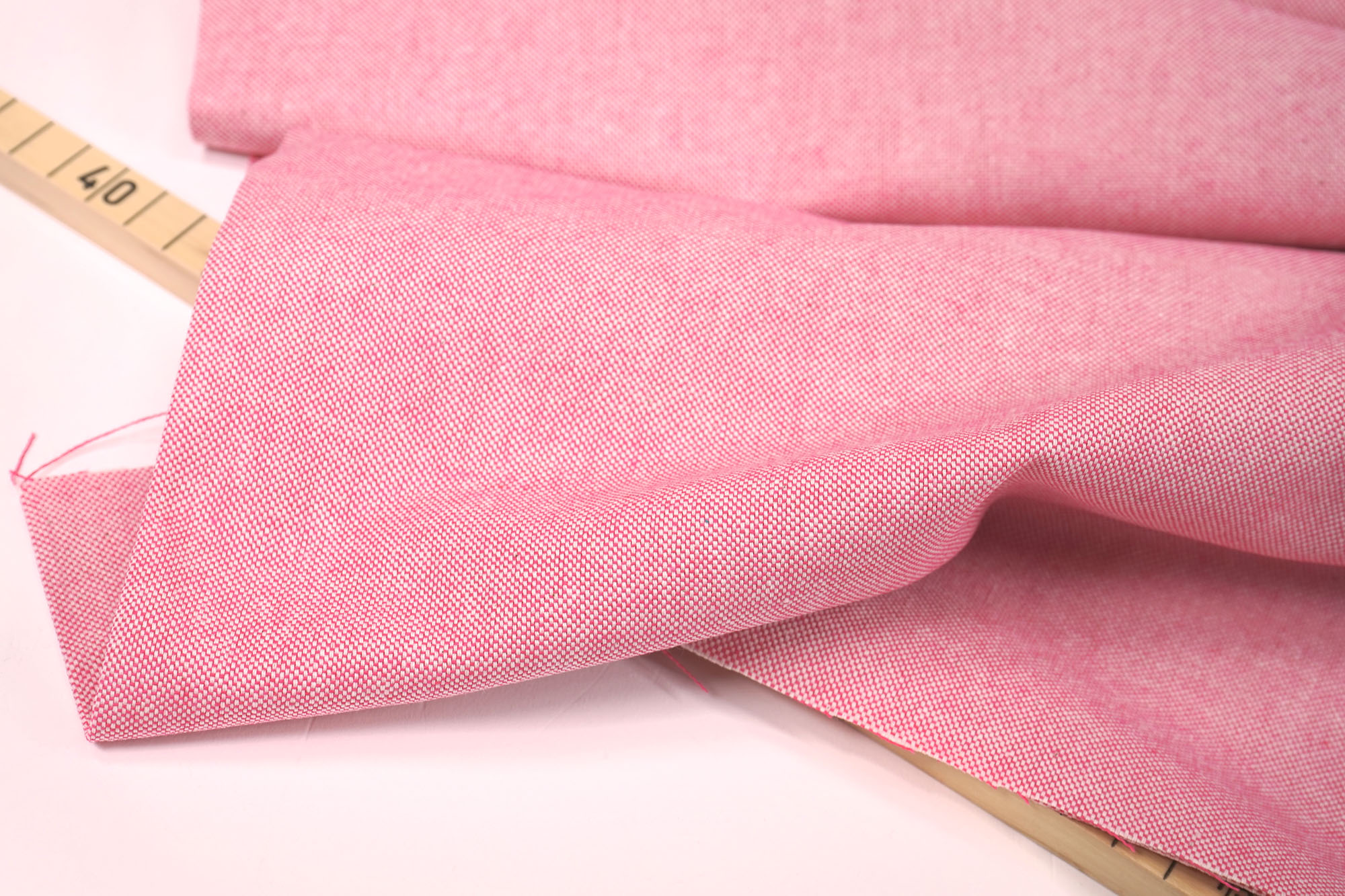 Cotton fabric - Canvas - Chambray - white-pink