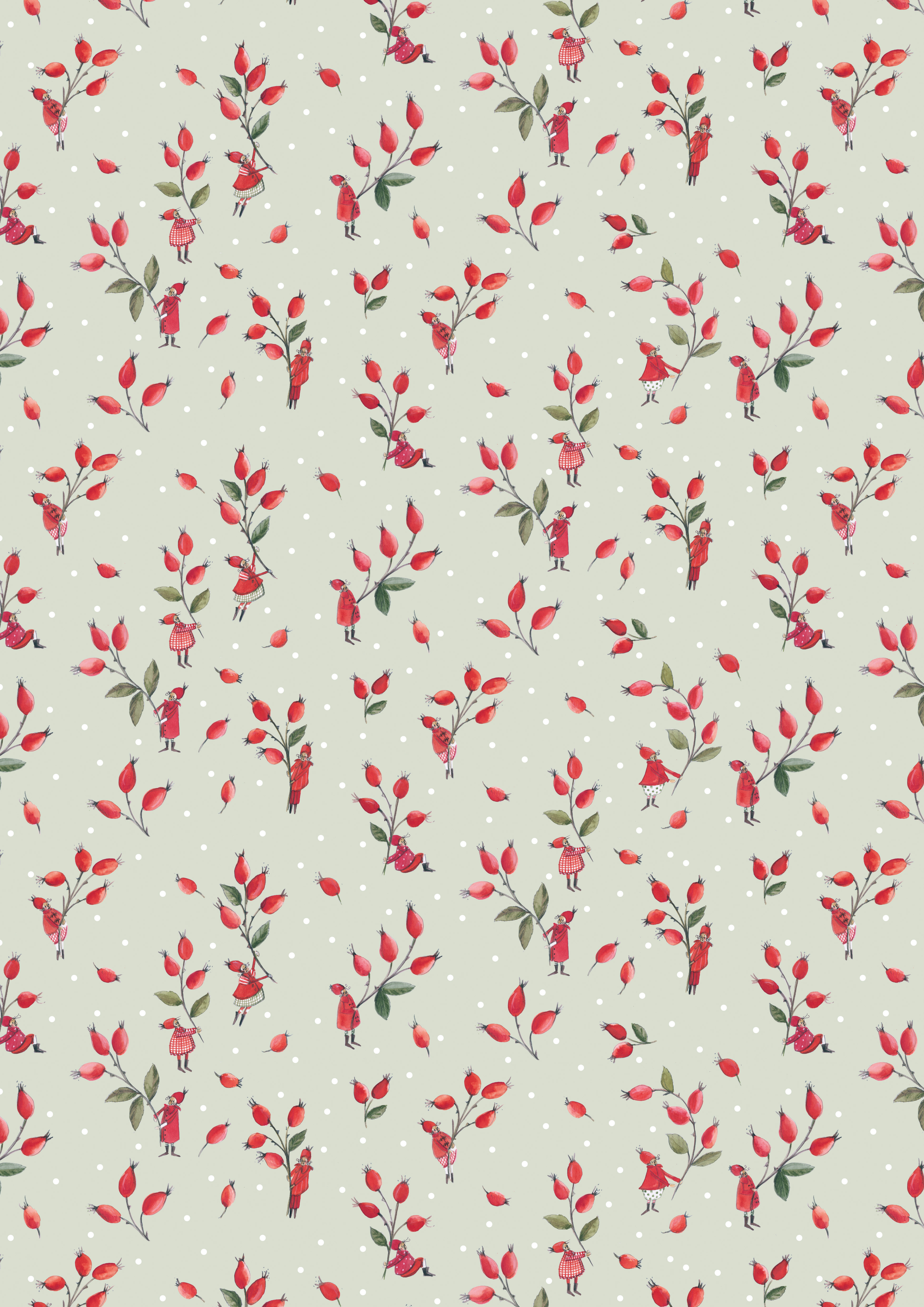 acufactum - Cotton fabric - Rosehip dance - Silke Leffler