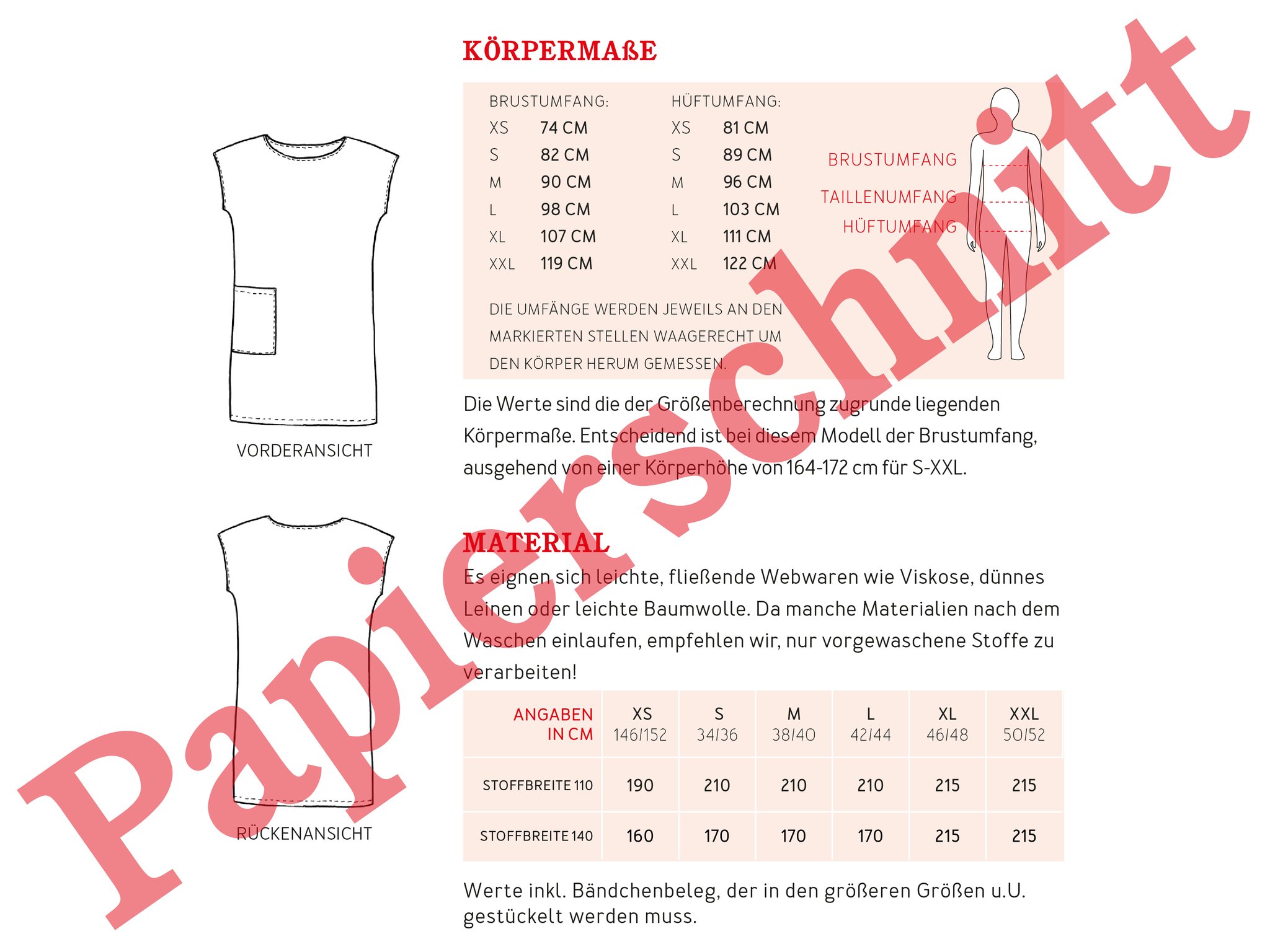 FRAU KONNI • luftiges Sommerkleid mit Tasche, Papierschnitt, Rückseite