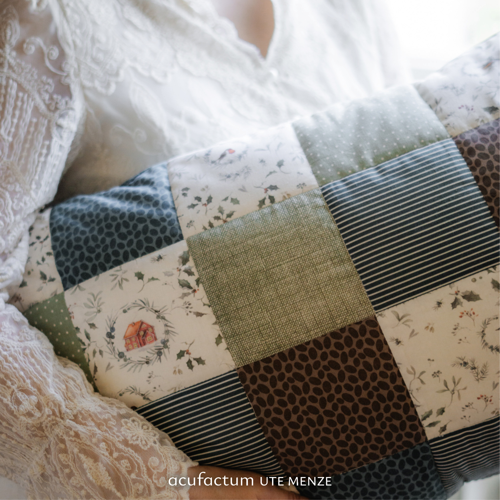 acufactum - Cotton fabric - pebble - petrol