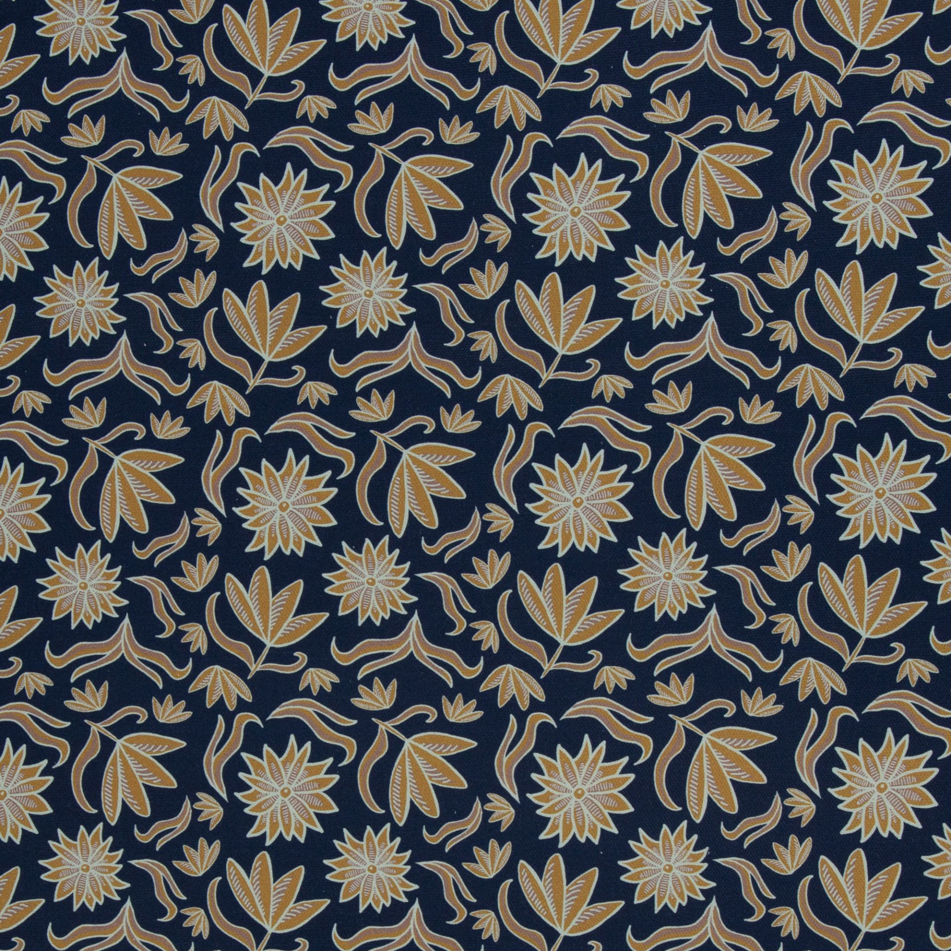 Cotton canvas - Retro Flowers - blue
