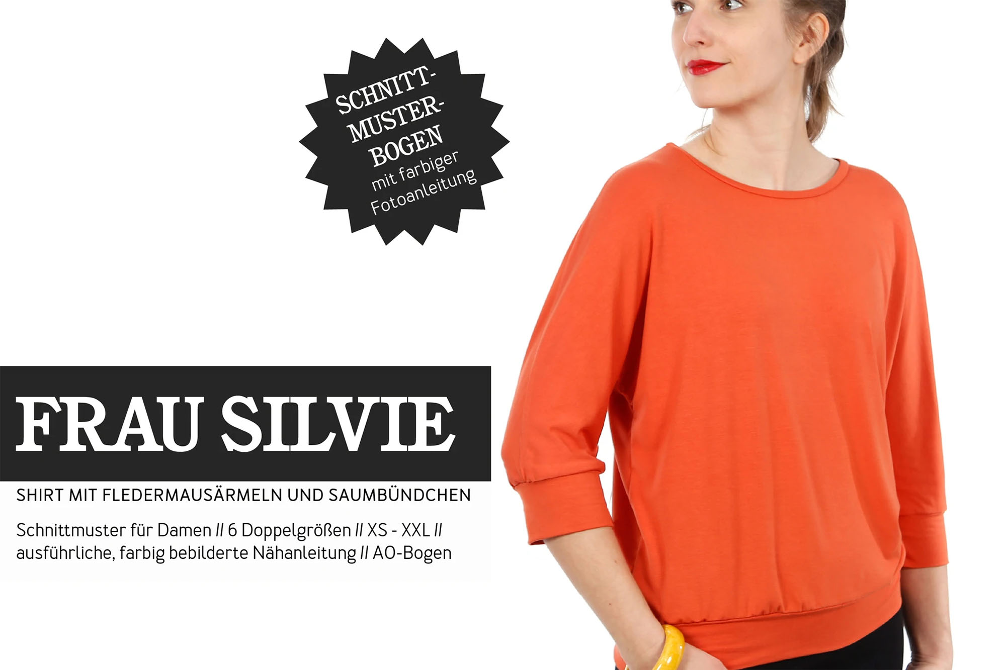 Frau Silvie - Shirt with batwing sleeves and hem - Paper pattern - Schnittreif