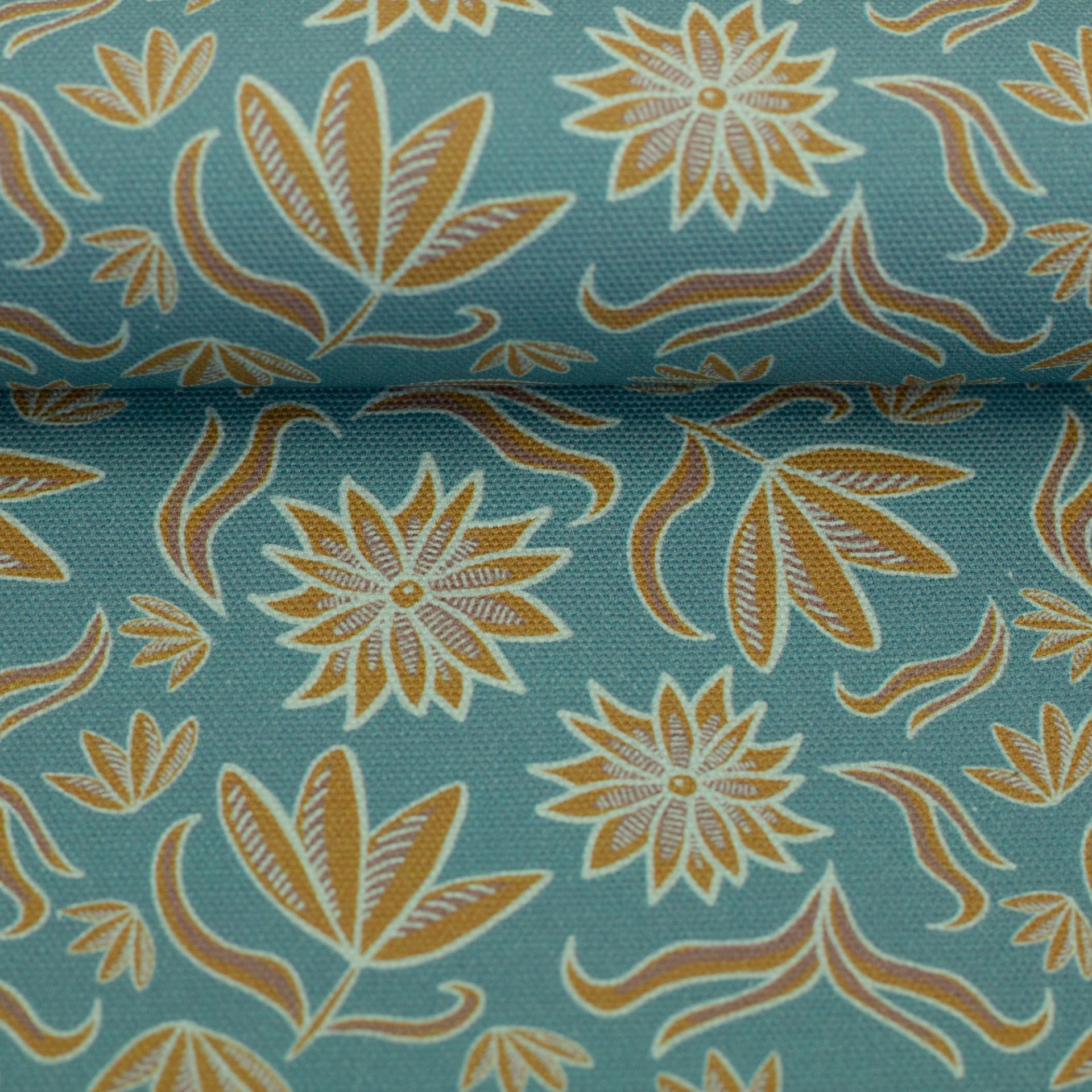 Cotton canvas - Retro Flowers - mint