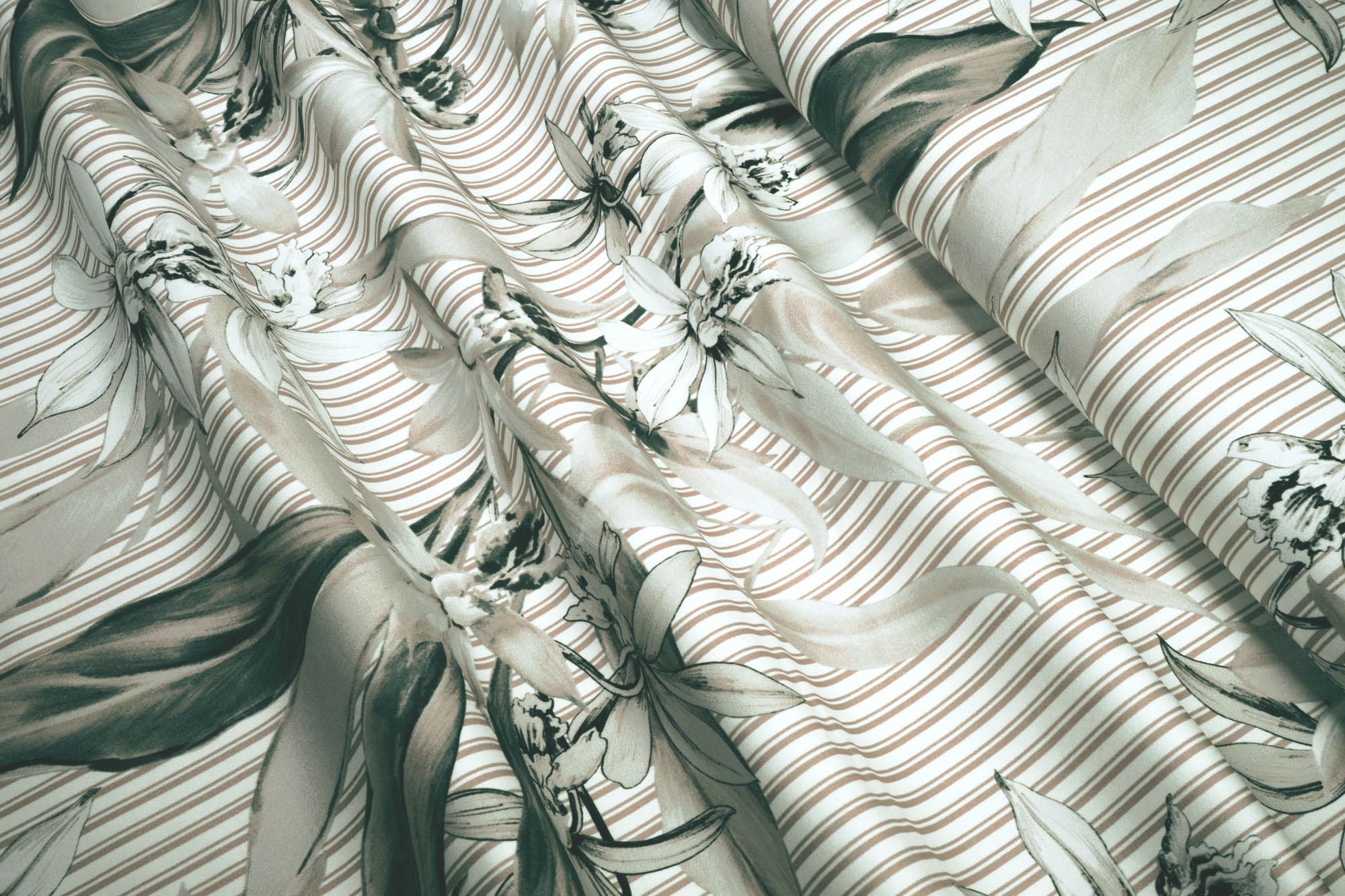 Cotton satin elastic flowers on stripes