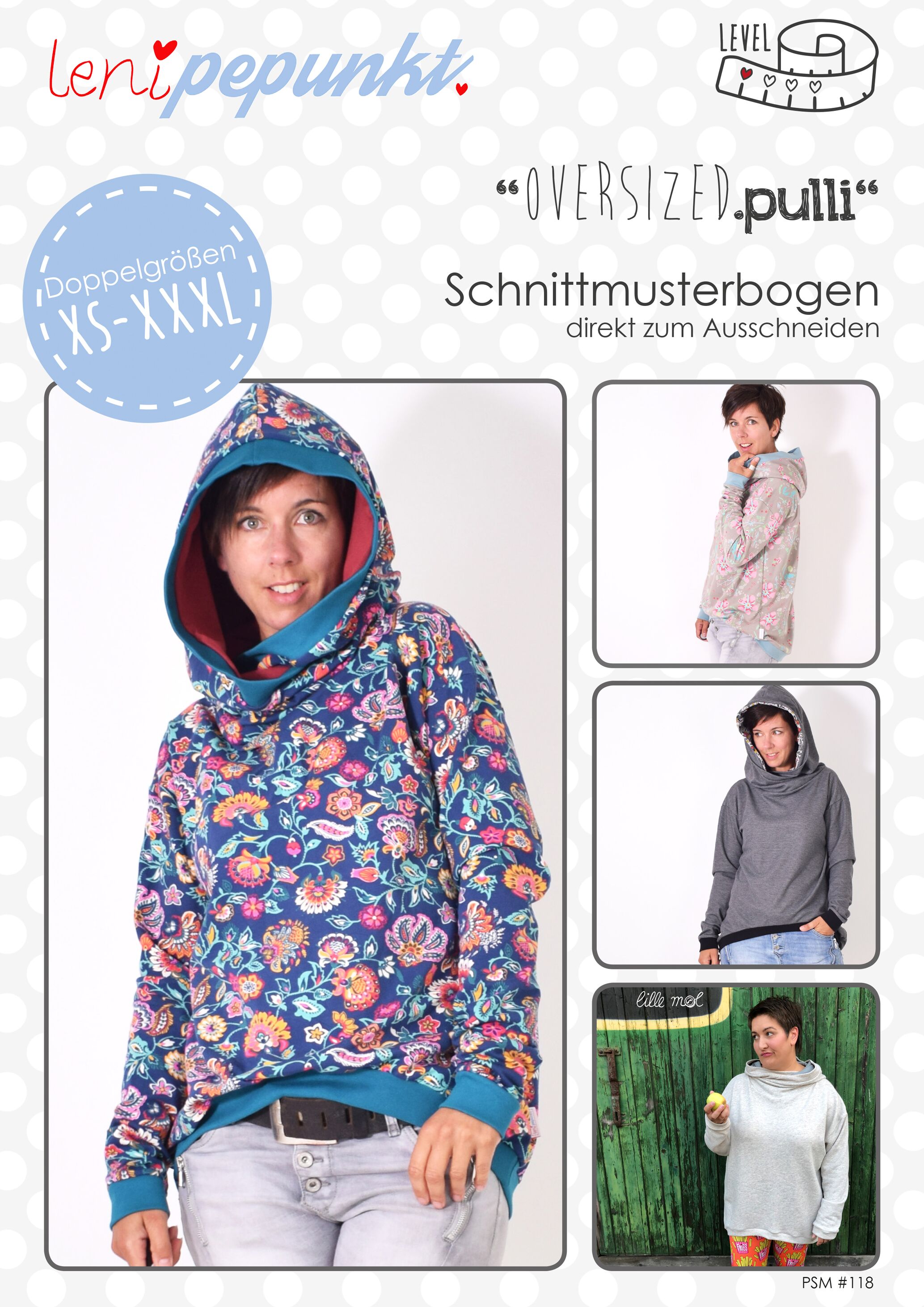 118 OVERSIZED.PULLI,Papierschnitt,Leni Pepunkt,Deckblatt mit Beispielbildern von Frauen in Kapuzenpullover