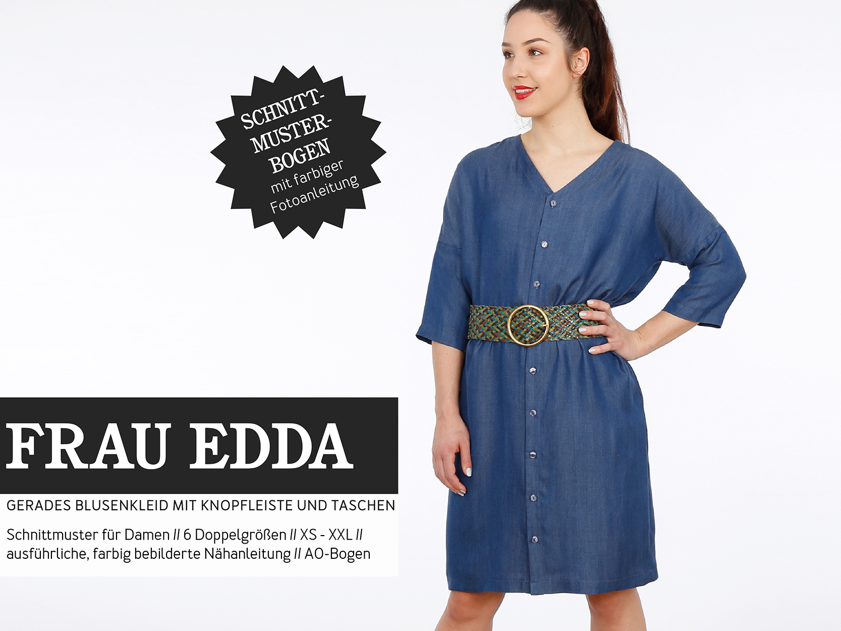 FRAU EDDA gerades Blusenkleid, Papierschnitt, Deckblatt