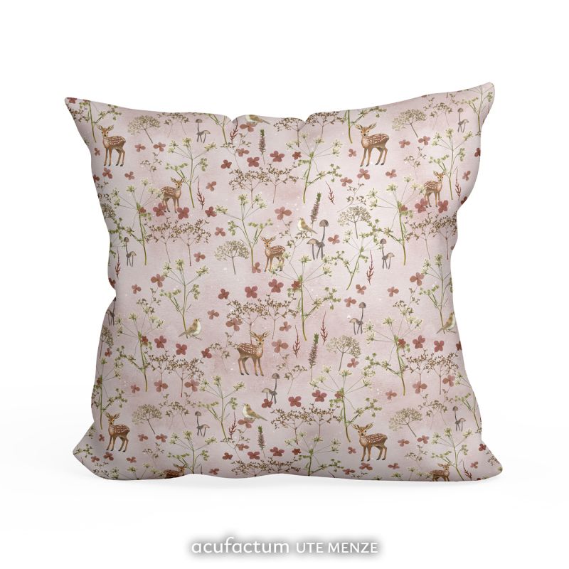 acufactum • Cotton fabric • Deer and flowers • Kerstin Heß