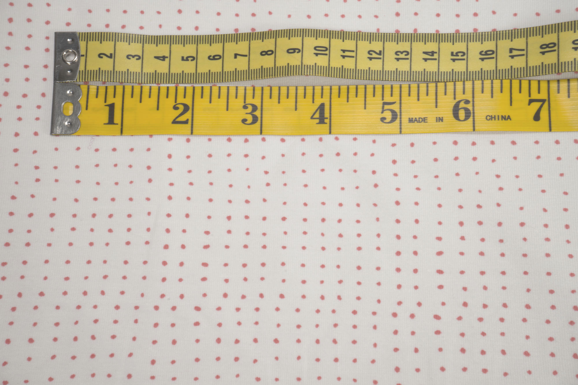 Jersey pink dots on white Organic Cotton Jersey Knit Fabric