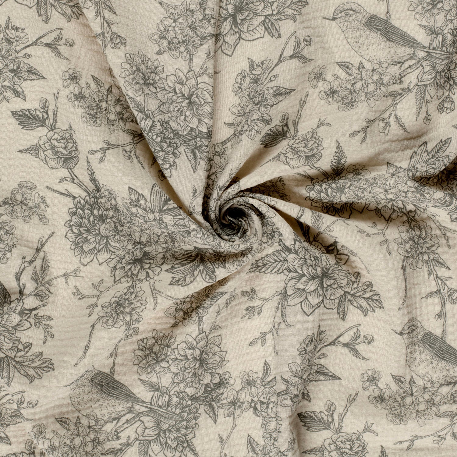 Muslin - Double Gauze - Birds and Flowers