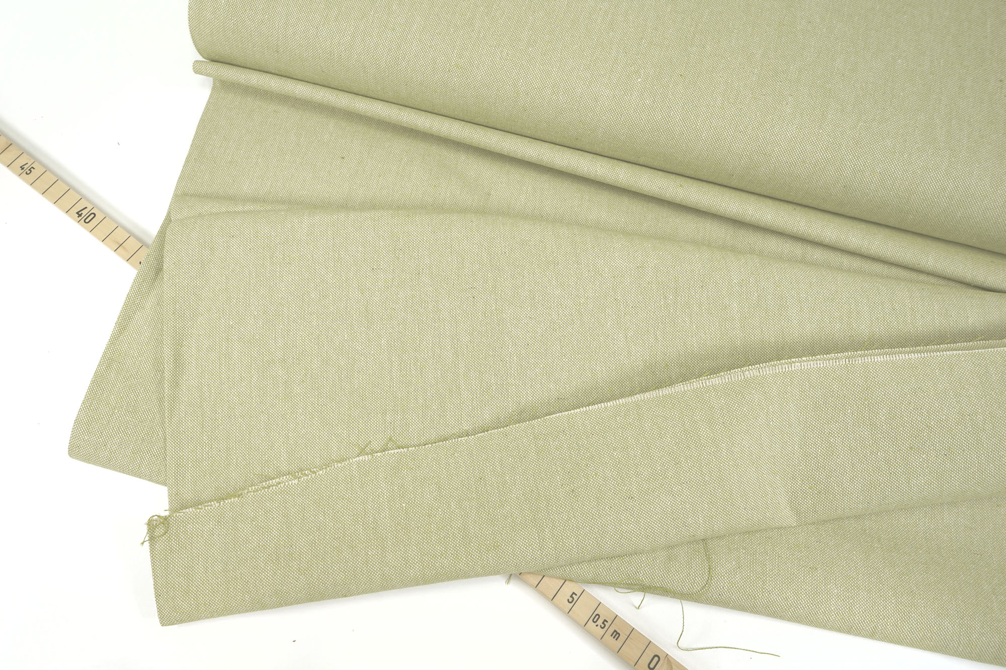 Cotton fabric - Canvas - Chambray - white-green