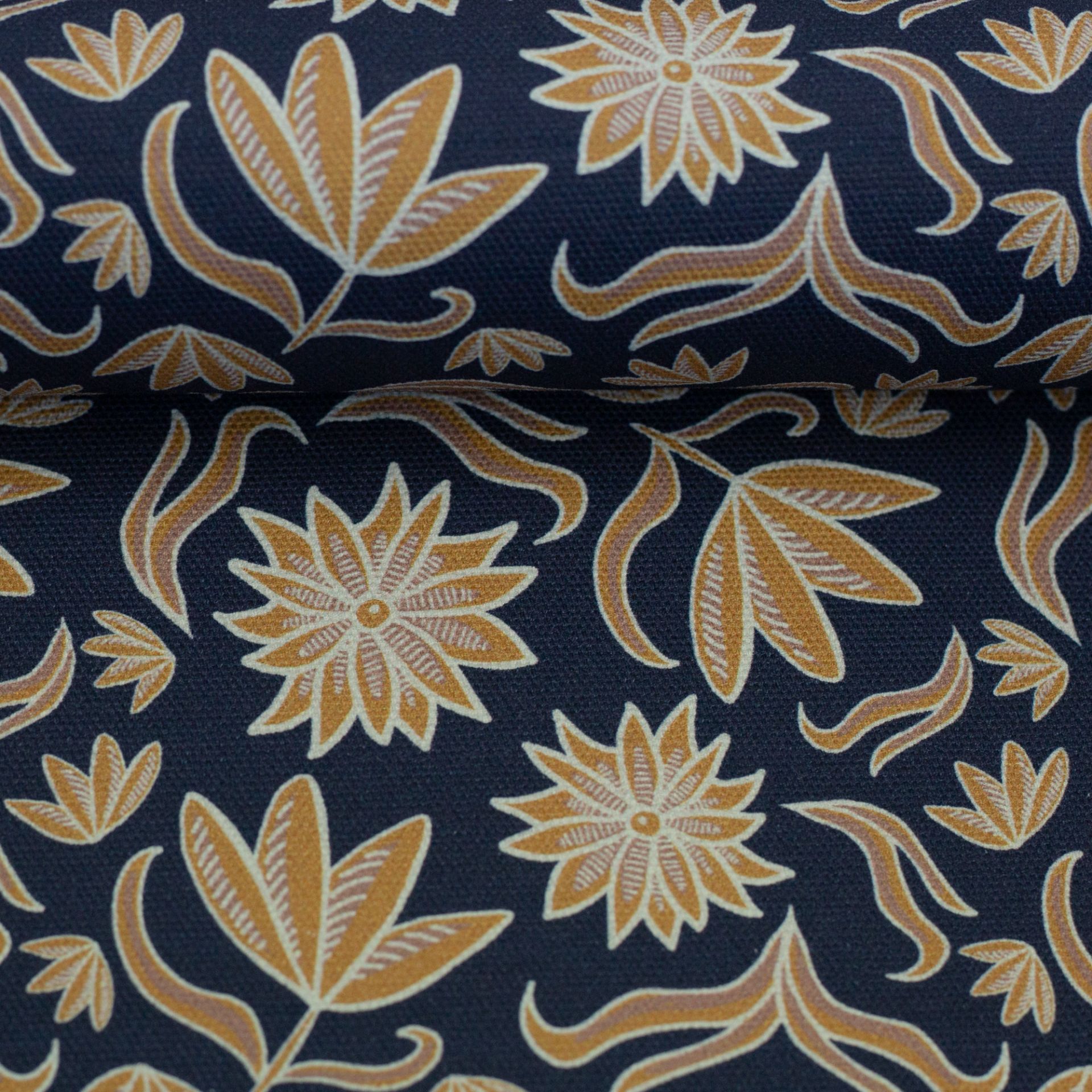 Cotton canvas - Retro Flowers - blue