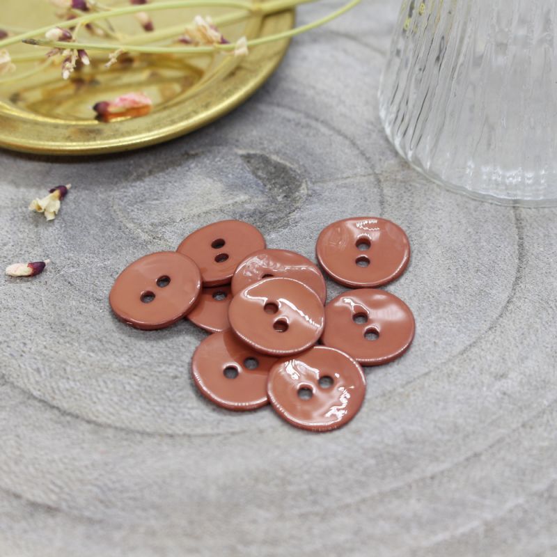 Glossy Buttons - Chestnut - 10 mm
