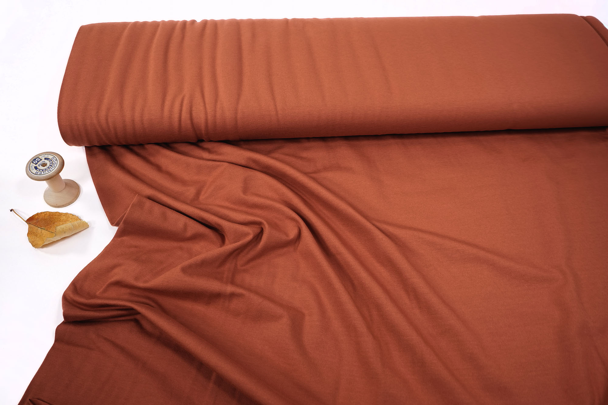 Cotton Jersey Knit Fabric uni rust