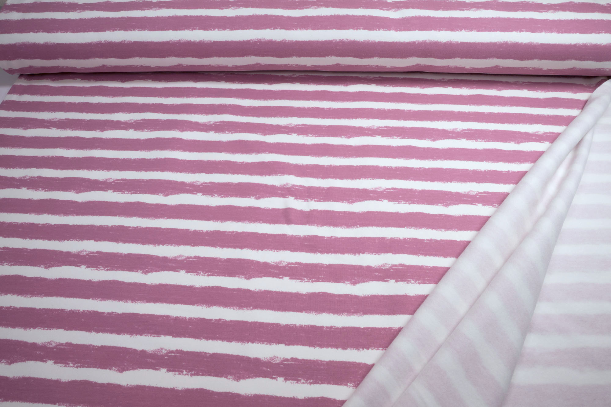 Biological Sweat French Terry Stoffonkel roughened Mellow Stripes vintage rose