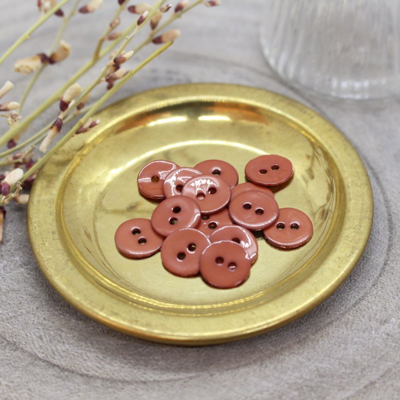 Glossy Buttons - Chestnut - 10 mm