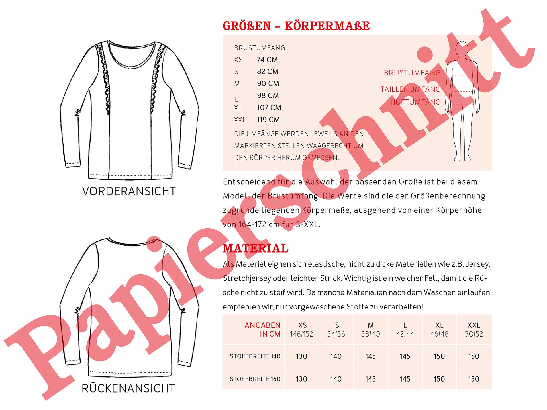 FRAU SARA • Rüschenshirt, Papierschnitt, Rückseite