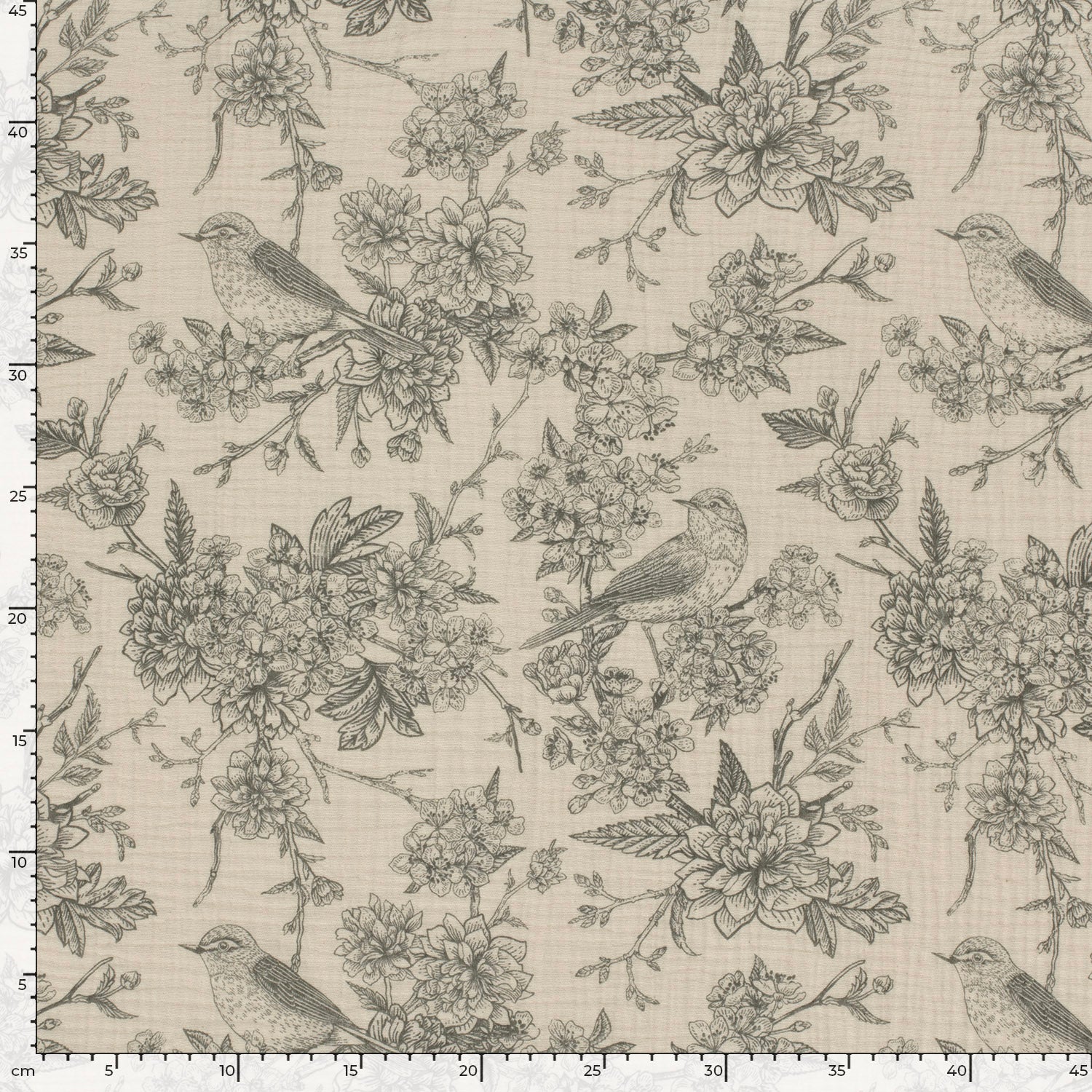 Muslin - Double Gauze - Birds and Flowers