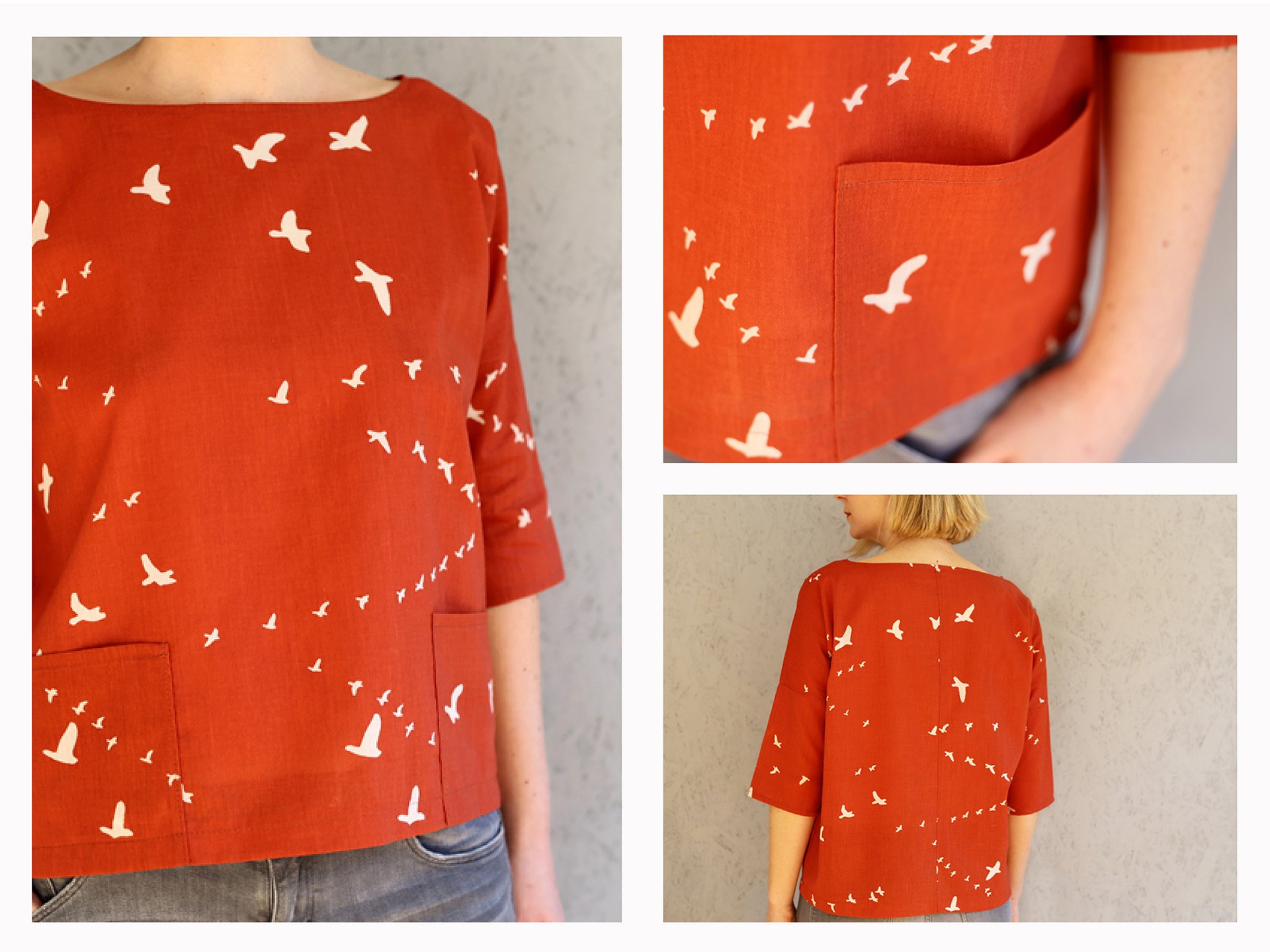 FRAU AIKO • kurze Bluse mit Taschen, Papierschnitt, weitere Ansichten