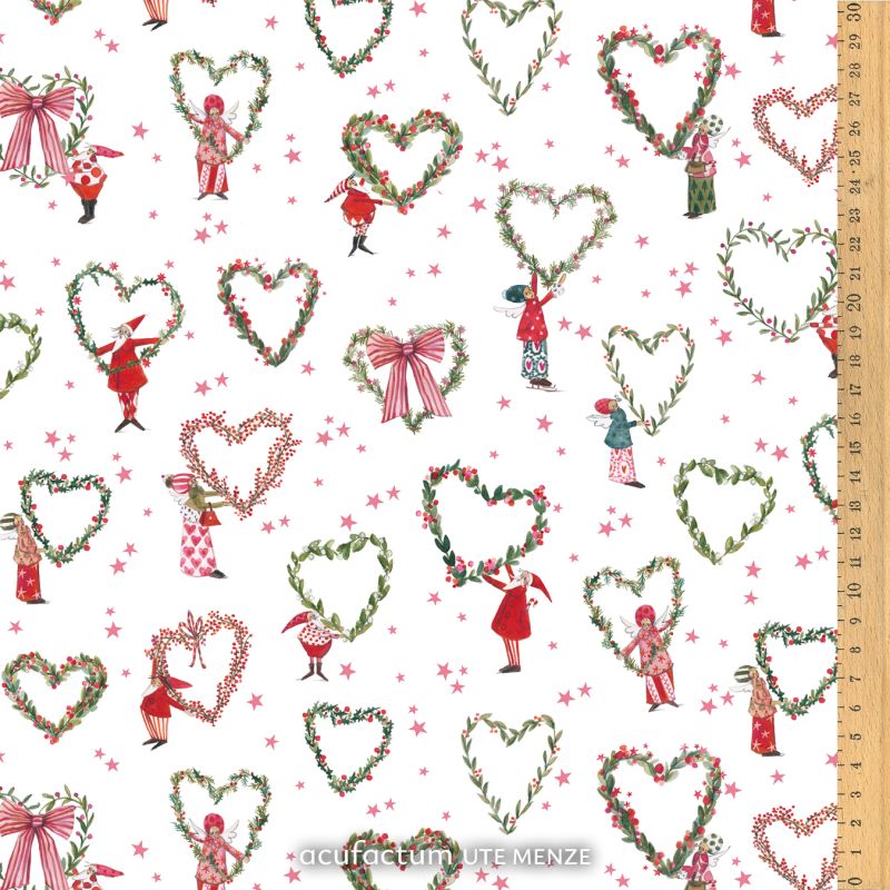 acufactum • Cotton fabric • Christmas hearts • Silke Leffler