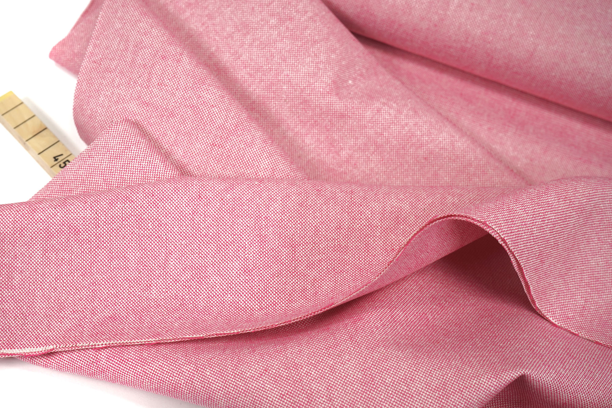 Cotton fabric - Canvas - Chambray - white-pink