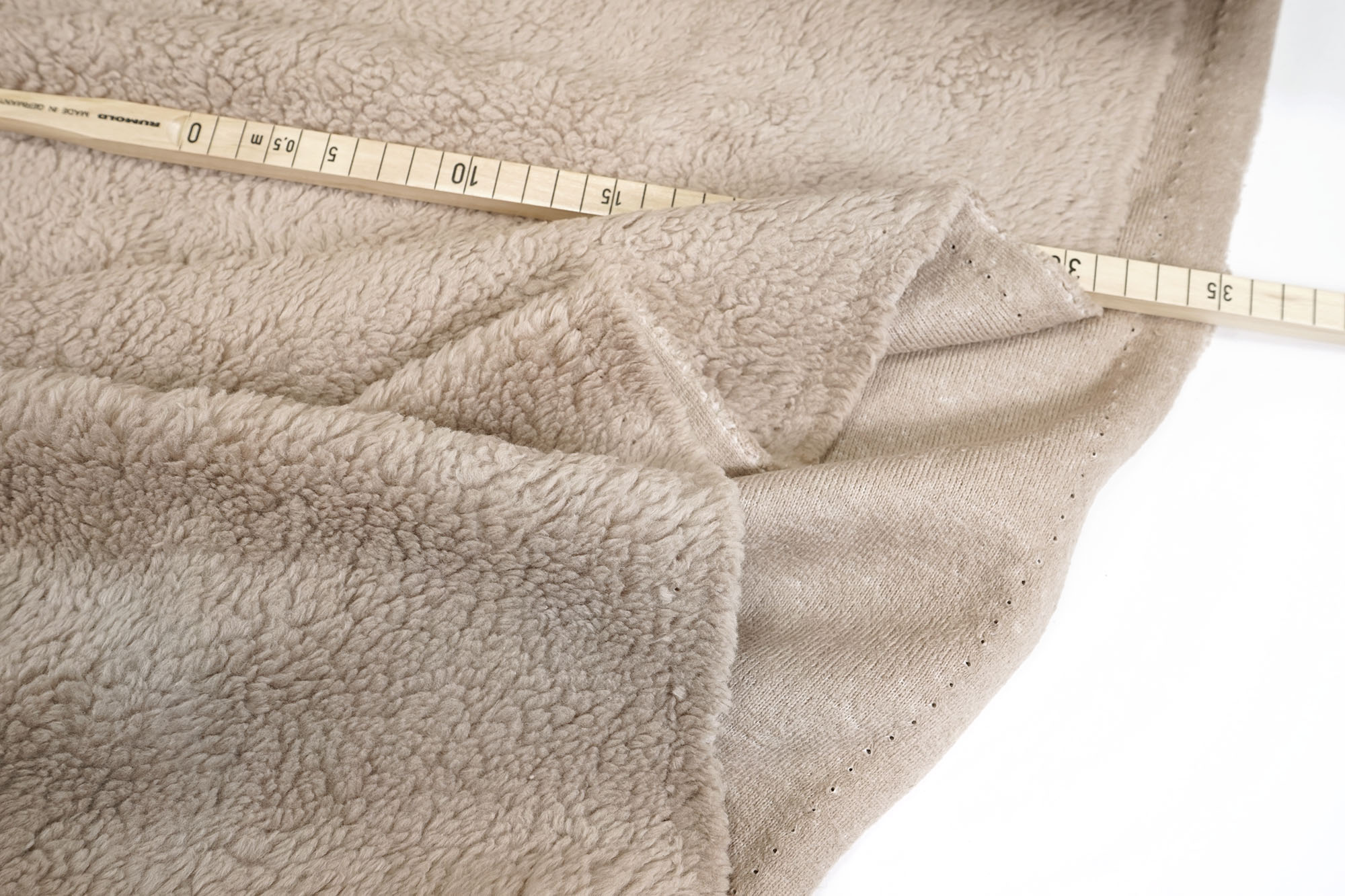 Cotton teddy • plush fabric• beige