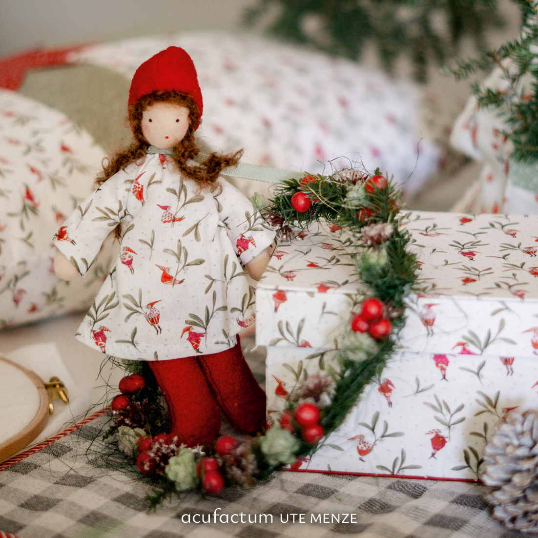 acufactum - Cotton fabric - Mistletoe elves - Silke Leffler