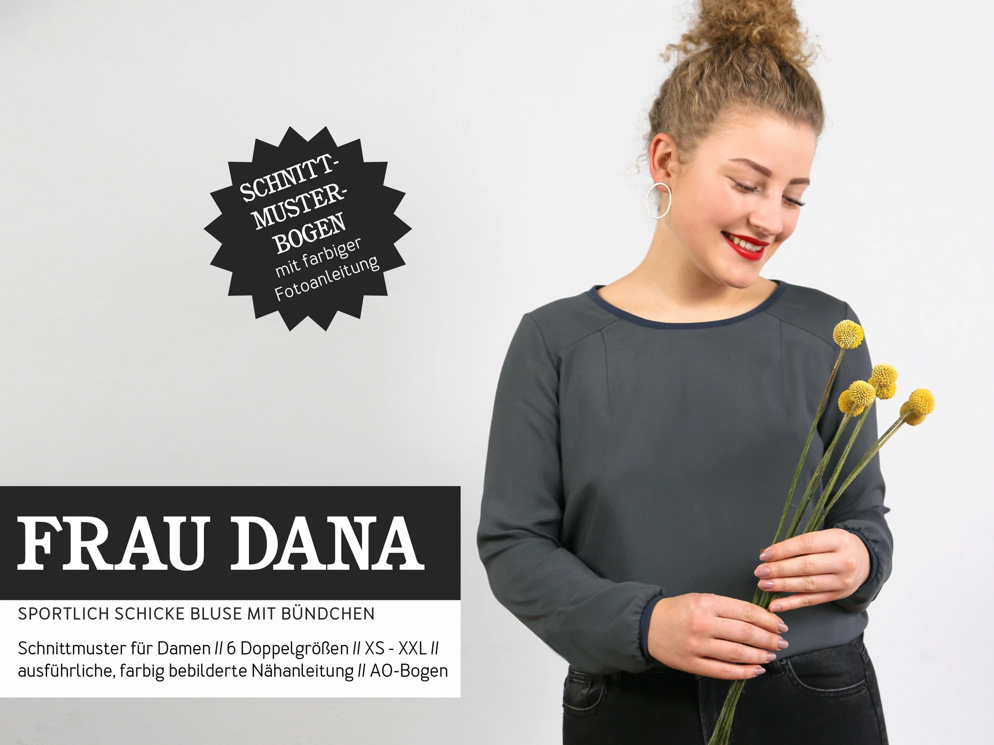 FRAU DANA Bluse mit Halslochbündchen, Papierschnitt,Deckblatt