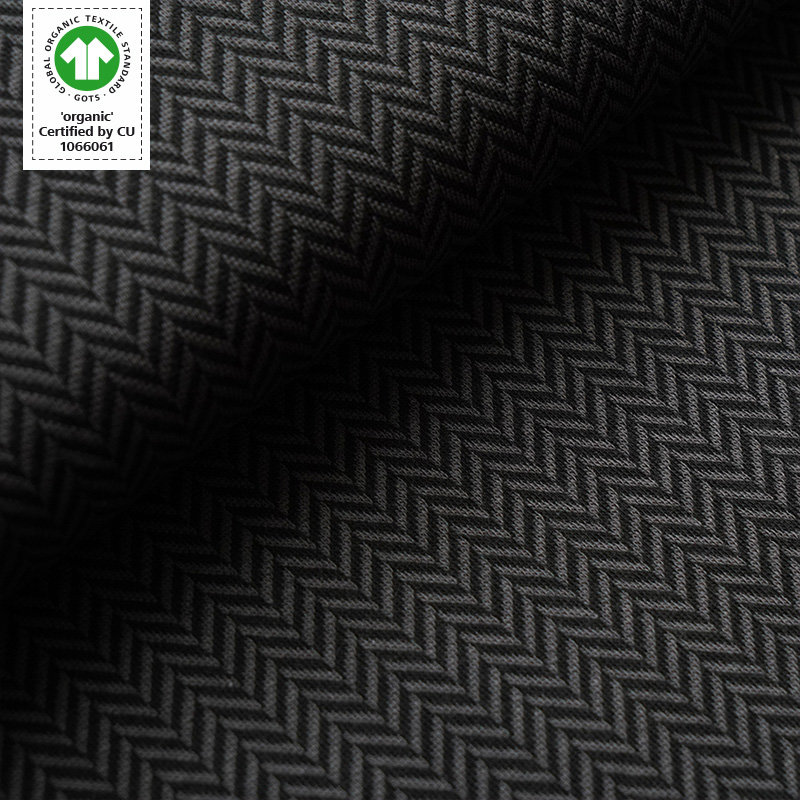 Stoffonkel - Organic jacquard - herringbone - black (GOTS)