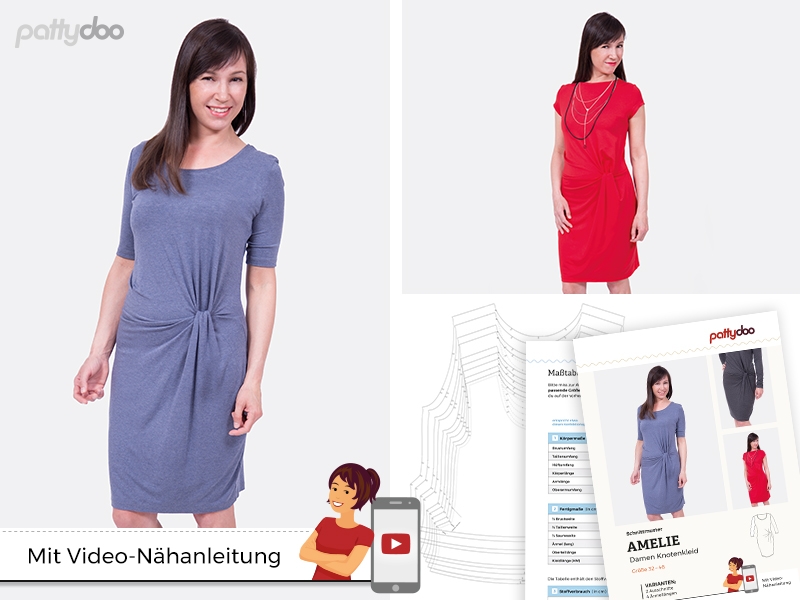 Paper Pattern Knot dress Amelie by Pattydoo