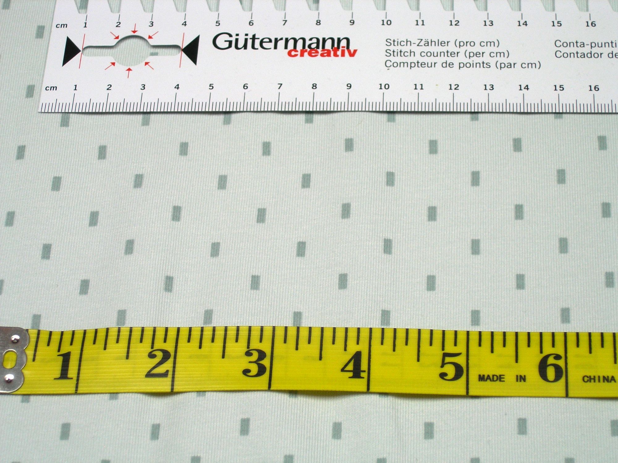 Fabric Jersey small rectangle on mint Knit Fabric