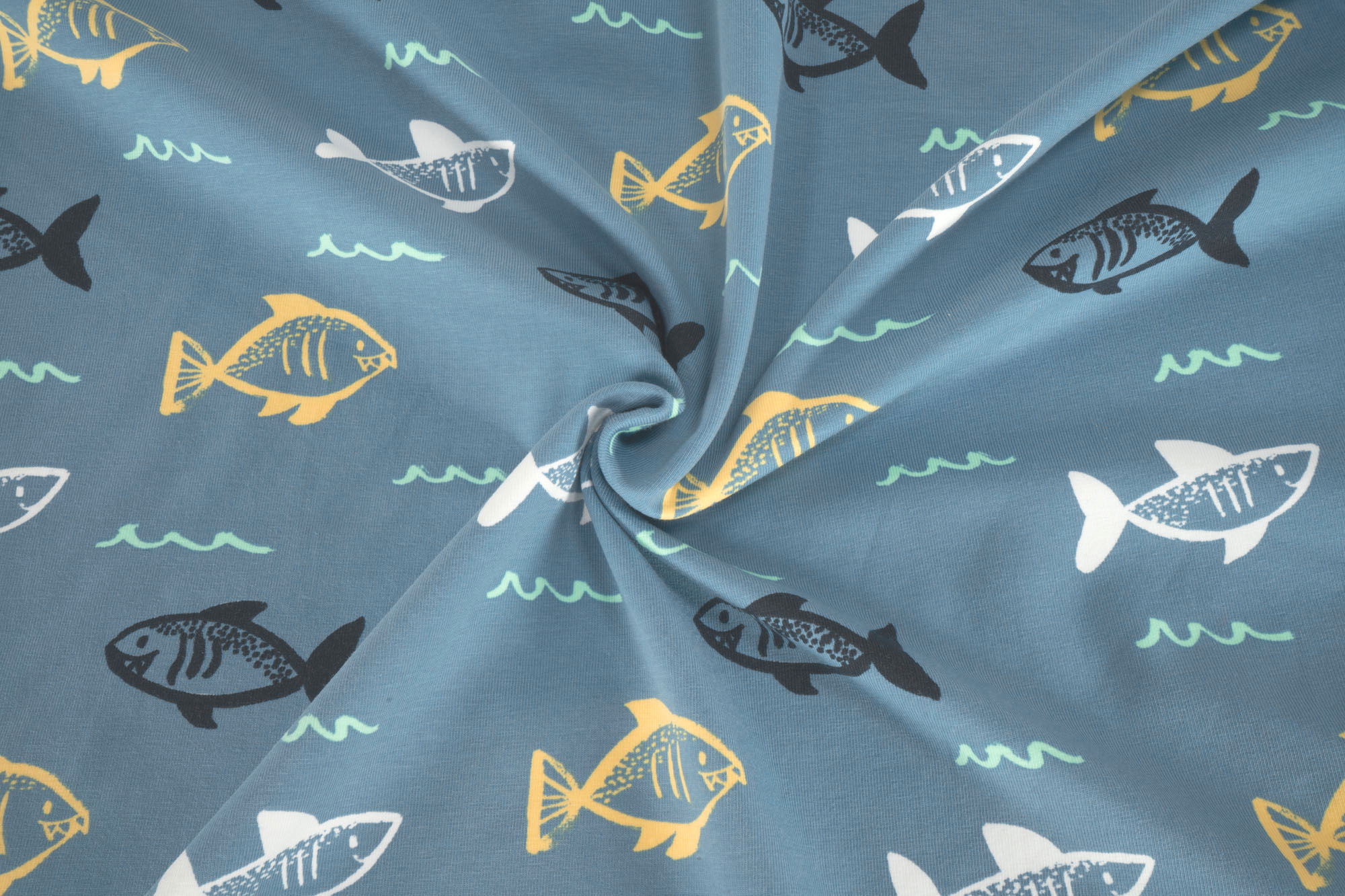 Jersey Shark Attack on light jeans Cotton Jersey Knit Fabric