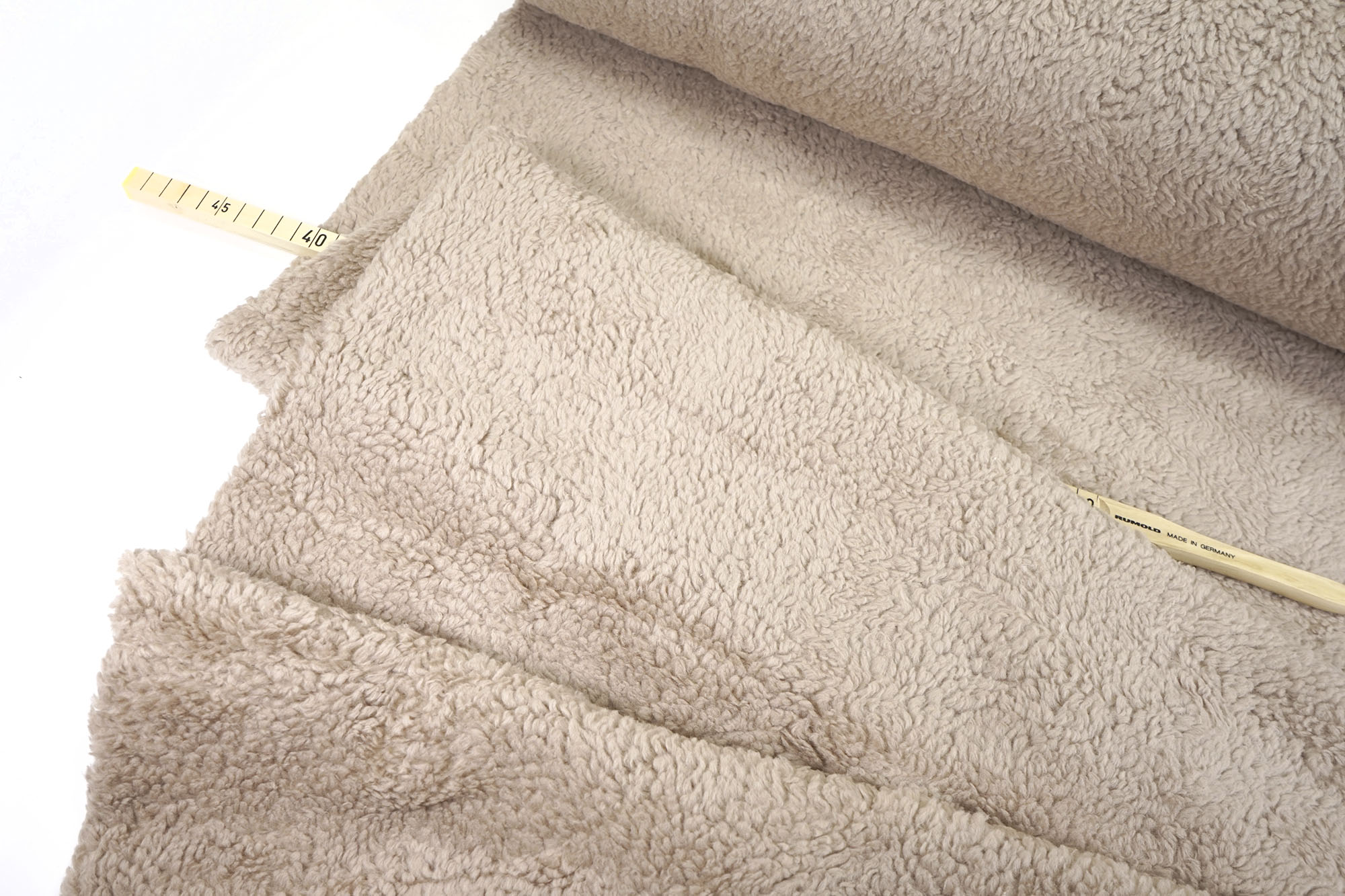 Cotton teddy • plush fabric• beige