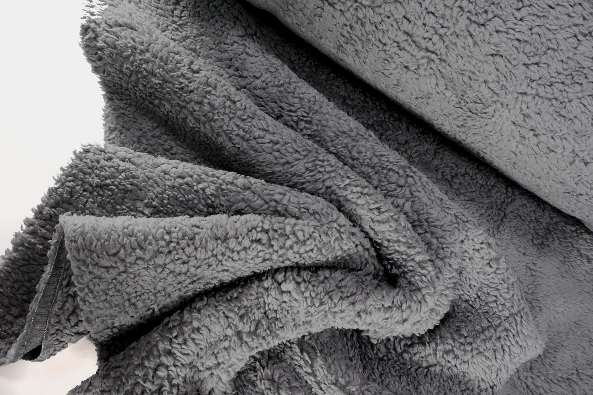 Cotton teddy plush fabric grey