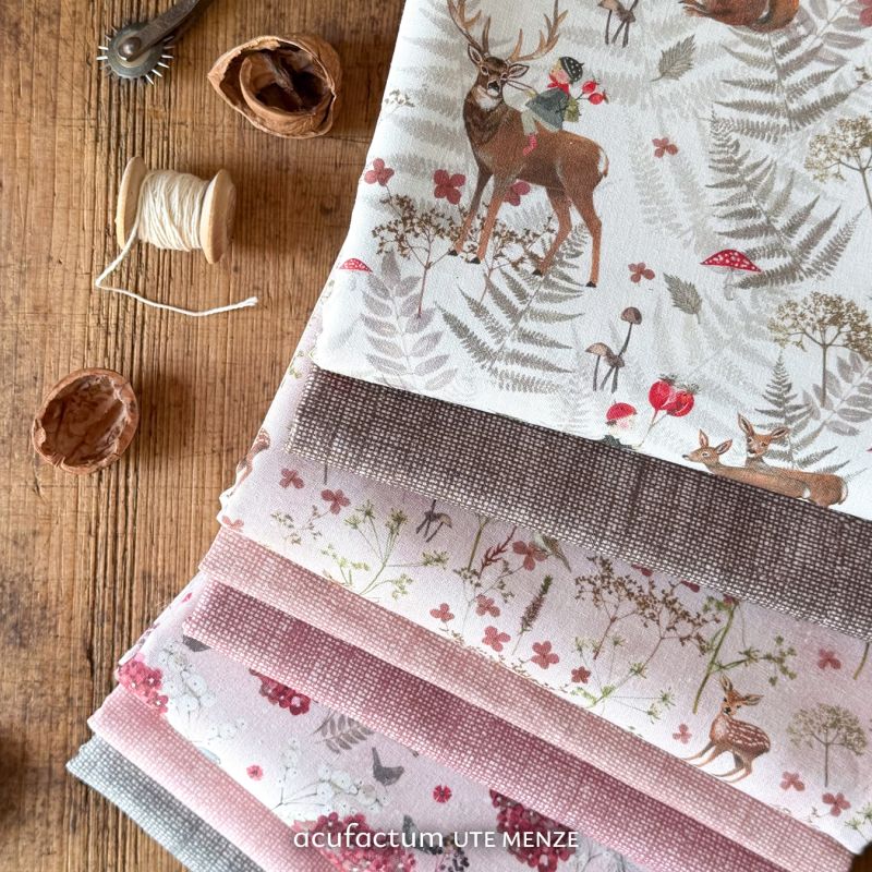 acufactum • Cotton fabric • Deer and flowers • Kerstin Heß