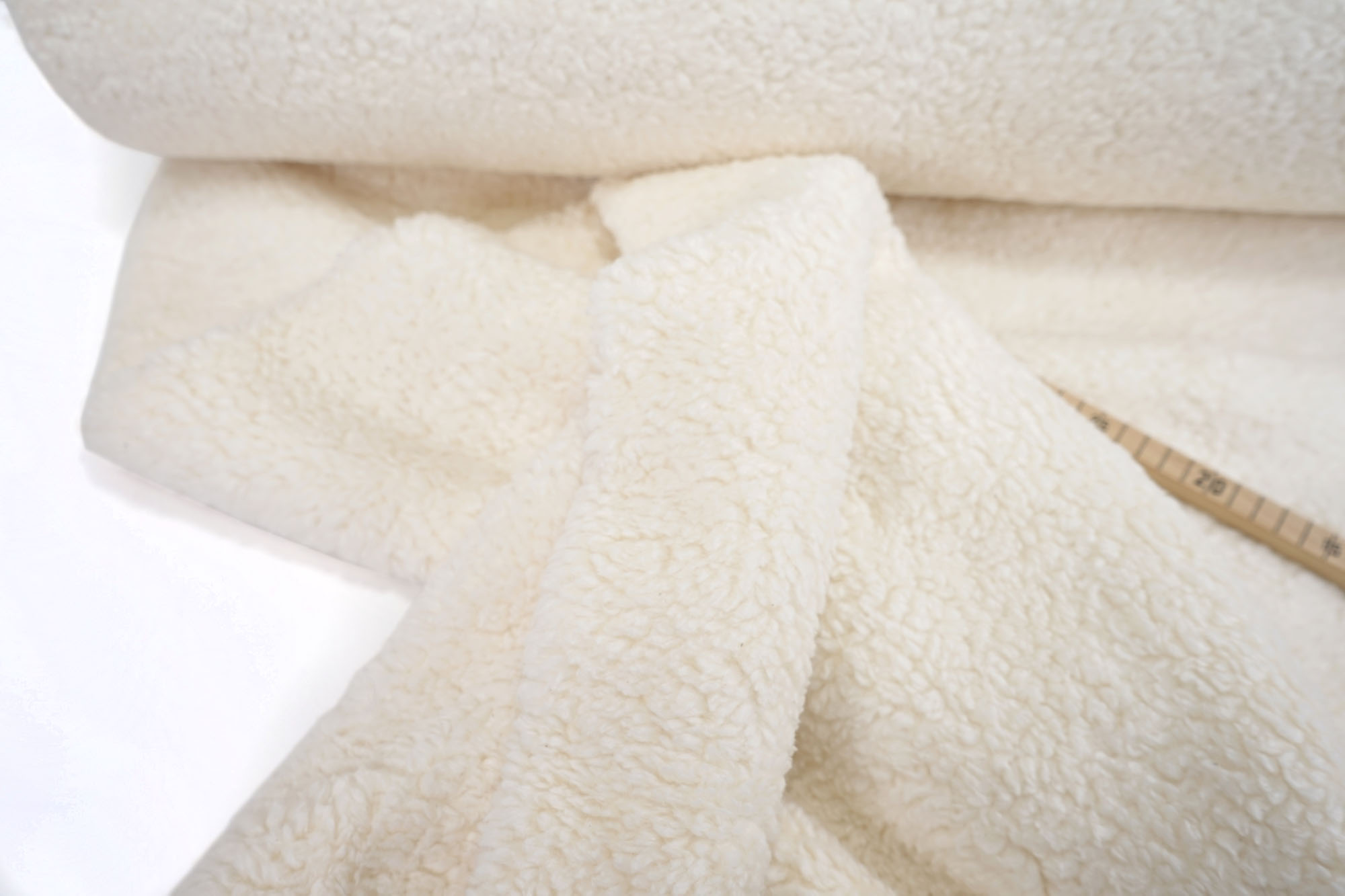 Cotton teddy - plush fabric - ecru