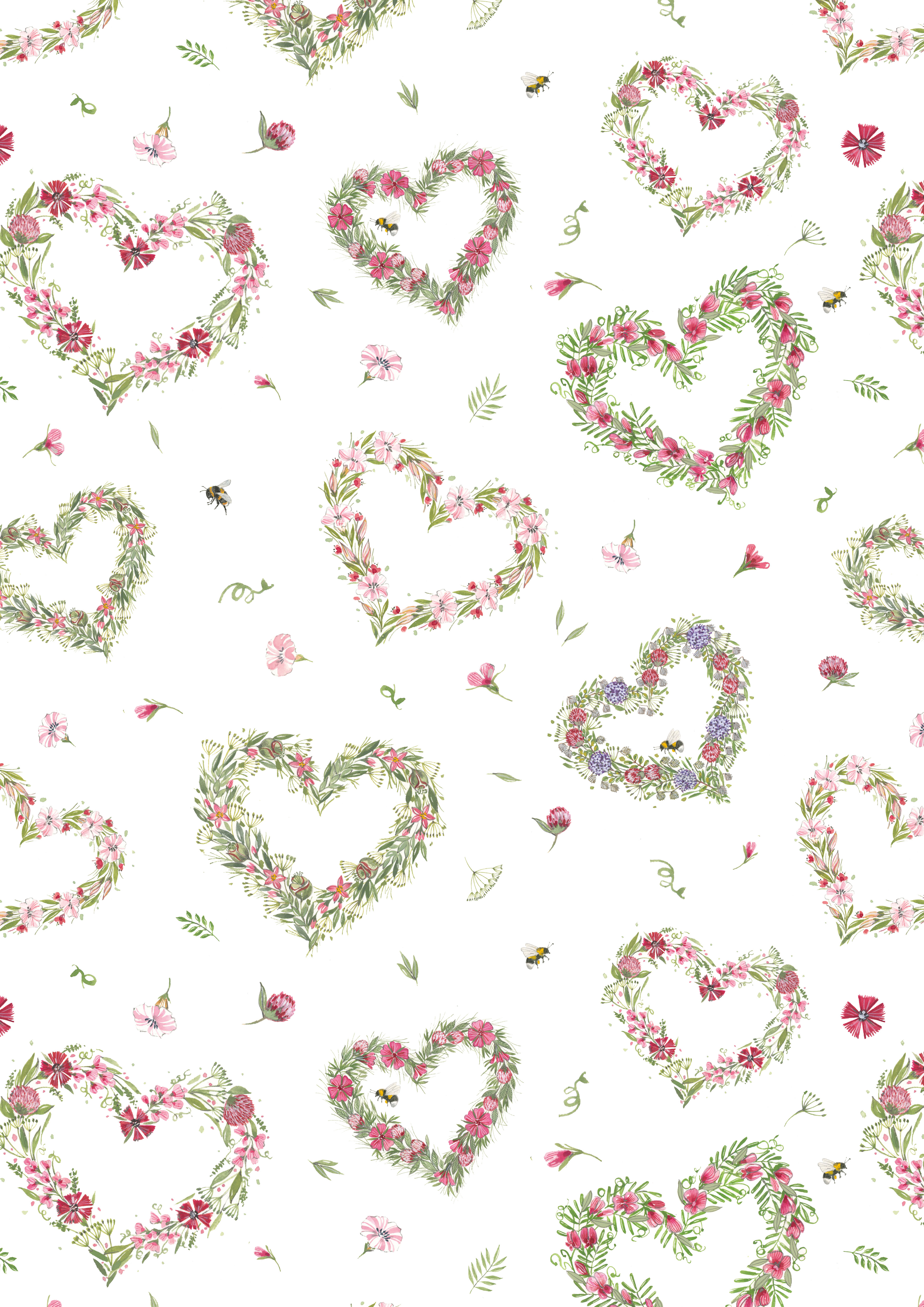 acufactum - Cotton fabric - Flower hearts - Kerstin Heß