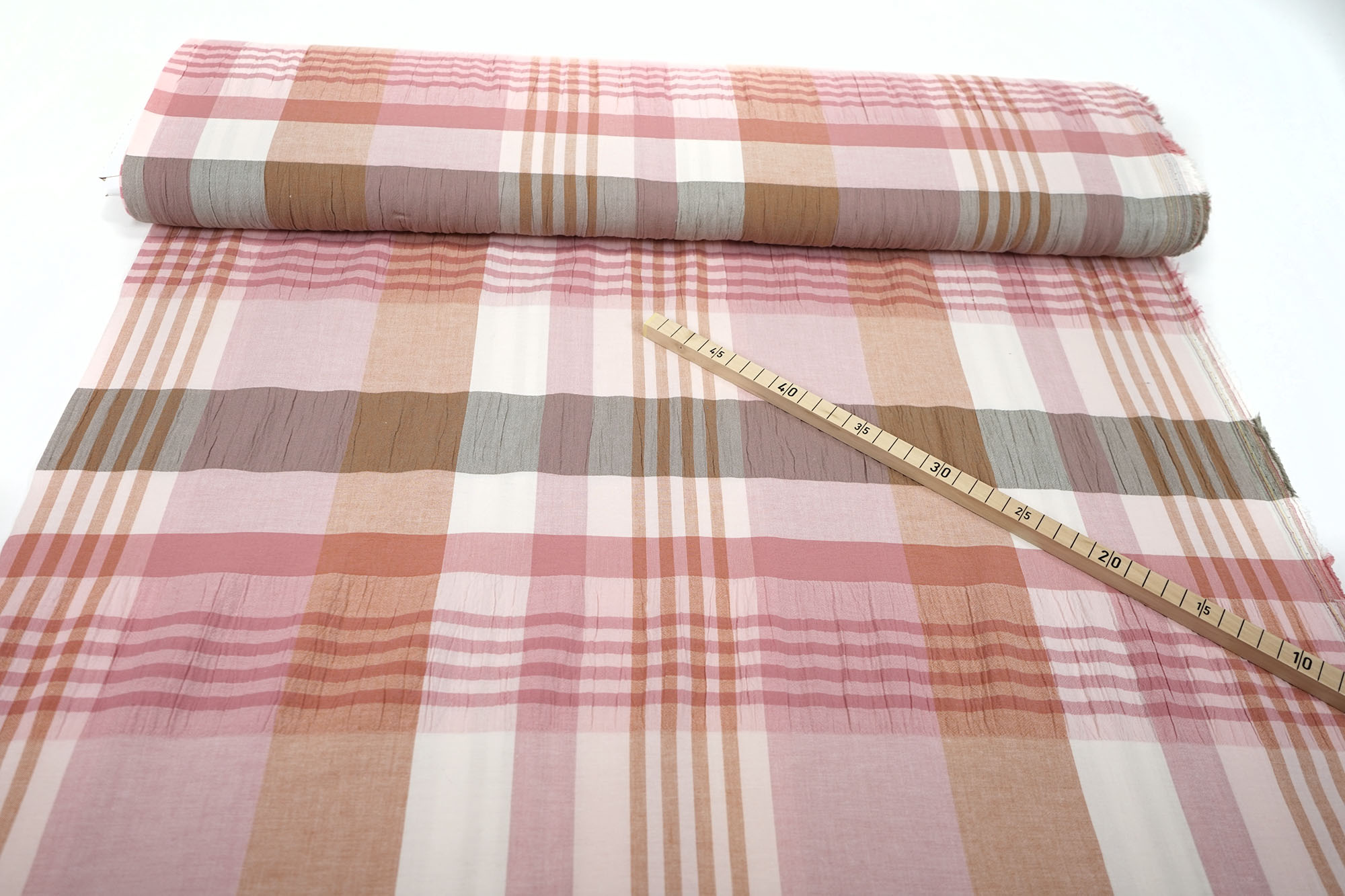 Cotton check - elastic - seersucker - rosé natural