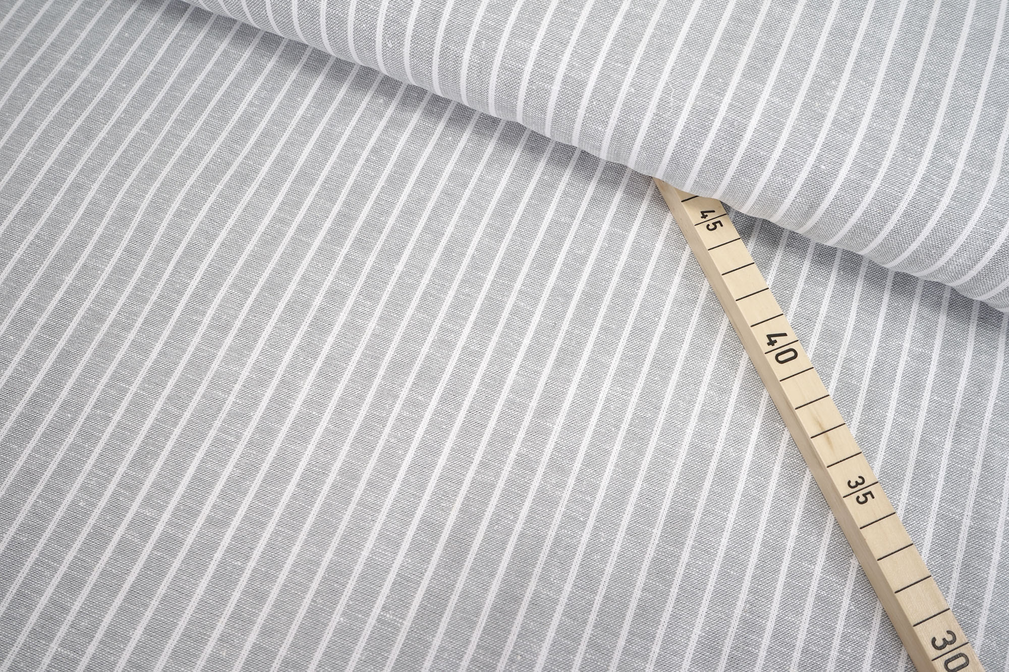 Linen Cotton fabric • Strips • light grey/white