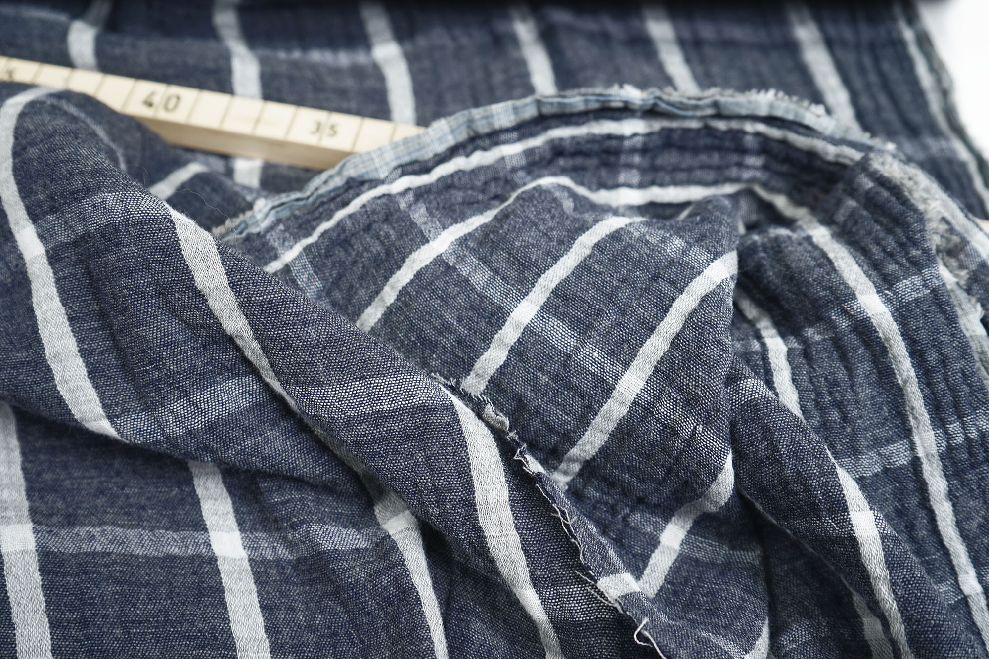 Muslin - Double Gauze - Double Sided Check - navy