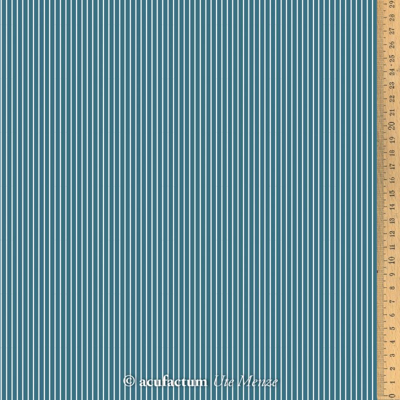 acufactum - Cotton fabric - Fine stripes - petrol-white