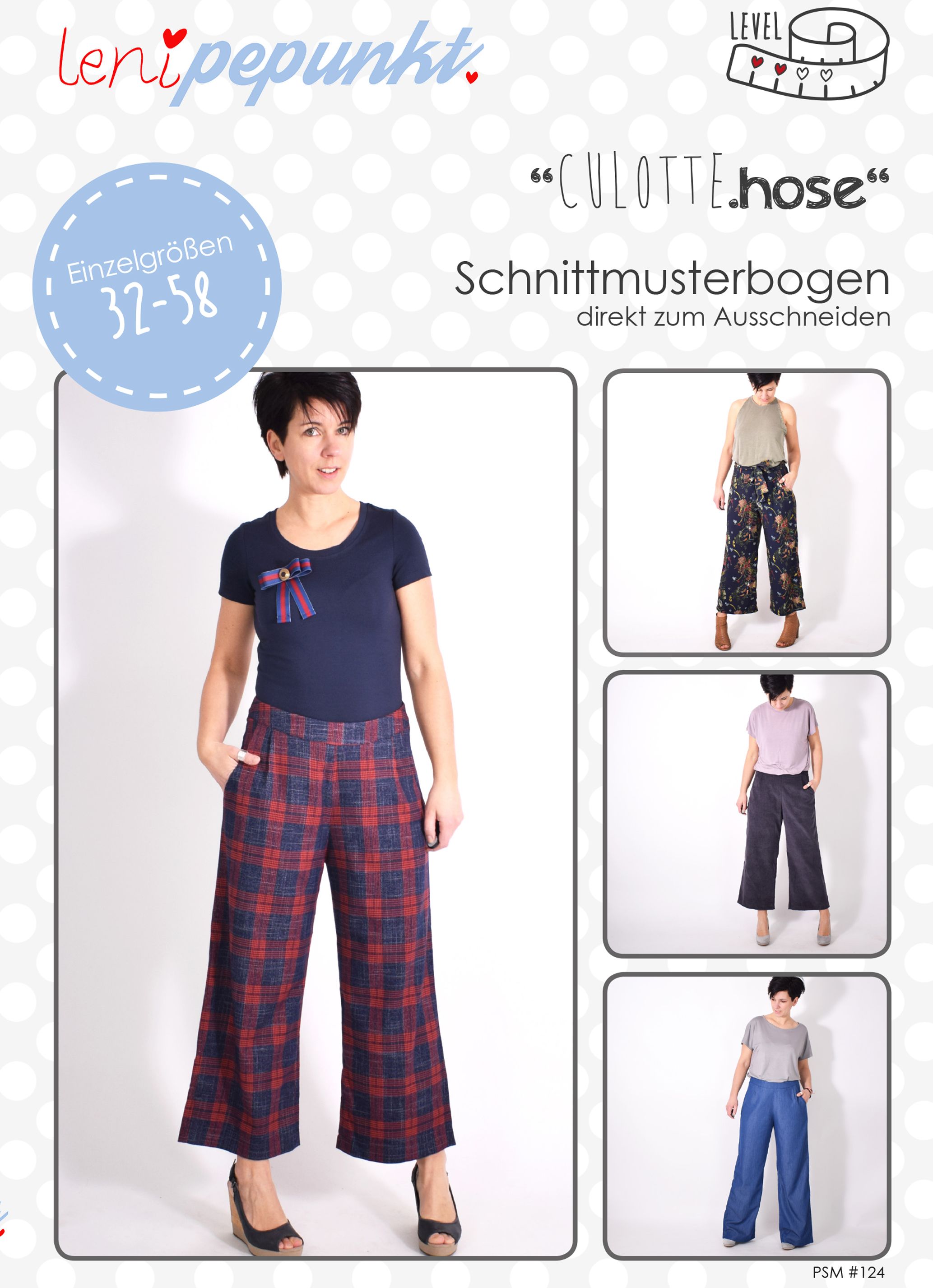 124 Culotte.hose,Papierschnitt,Leni Pepunkt,Deckblatt mit Beispielbildern von Frauen in weiter Hose