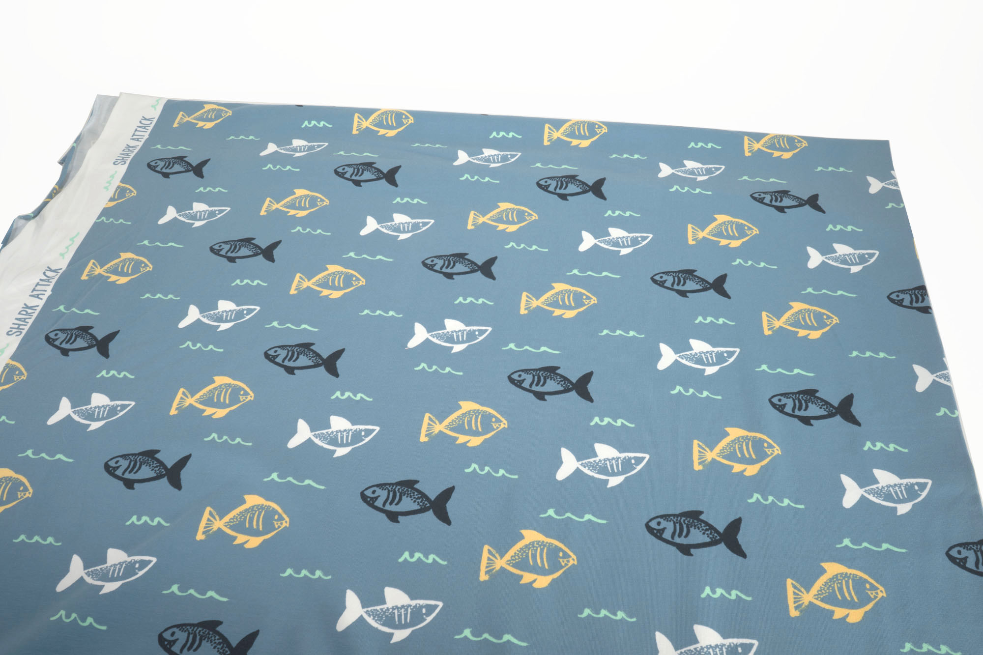 Jersey Shark Attack on light jeans Cotton Jersey Knit Fabric