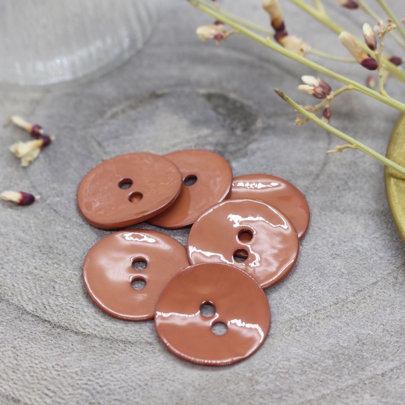 Glossy Buttons - Chestnut - 14 mm